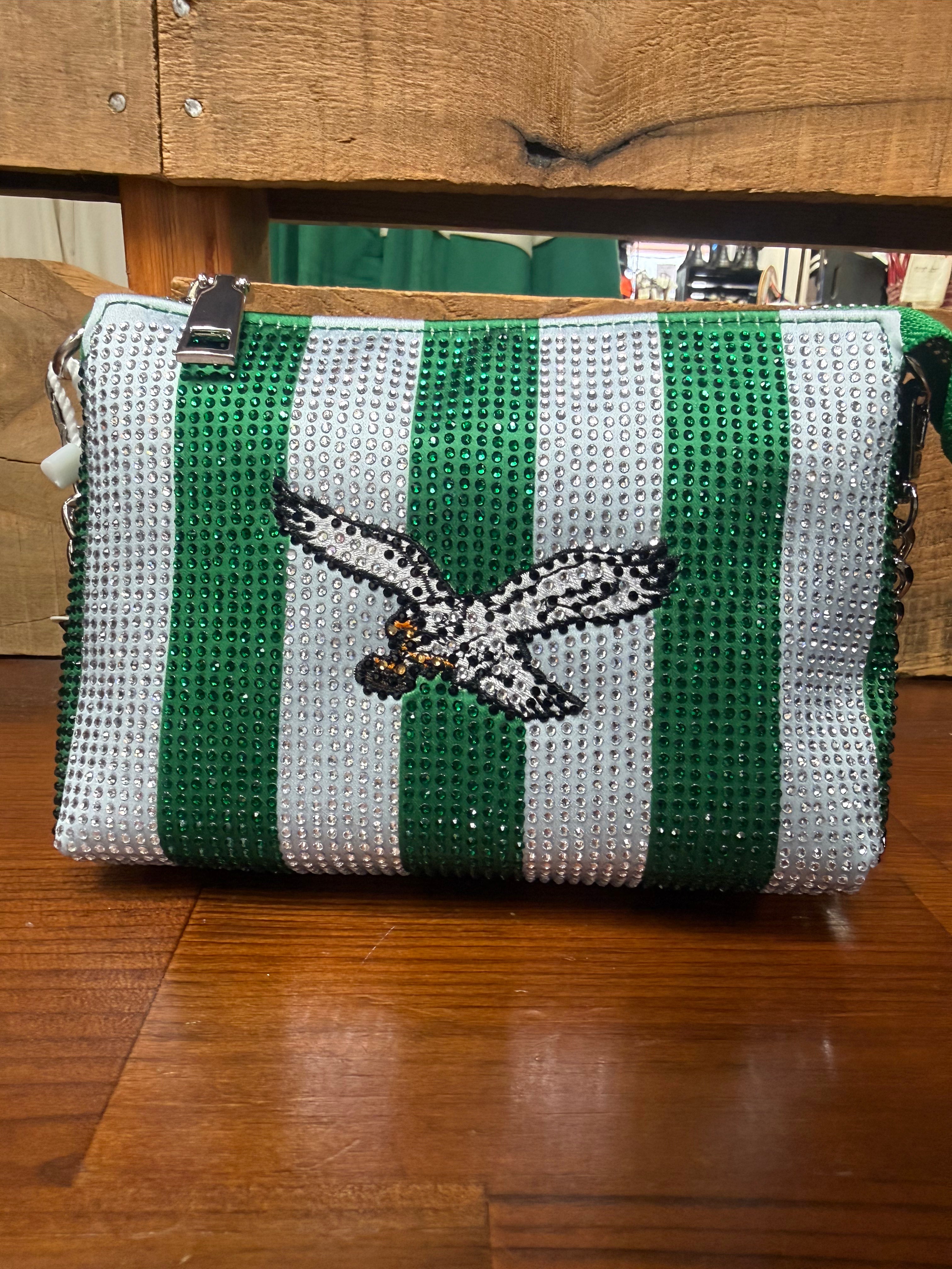 Eagles Striped Bling Clutch Crossbody Purse