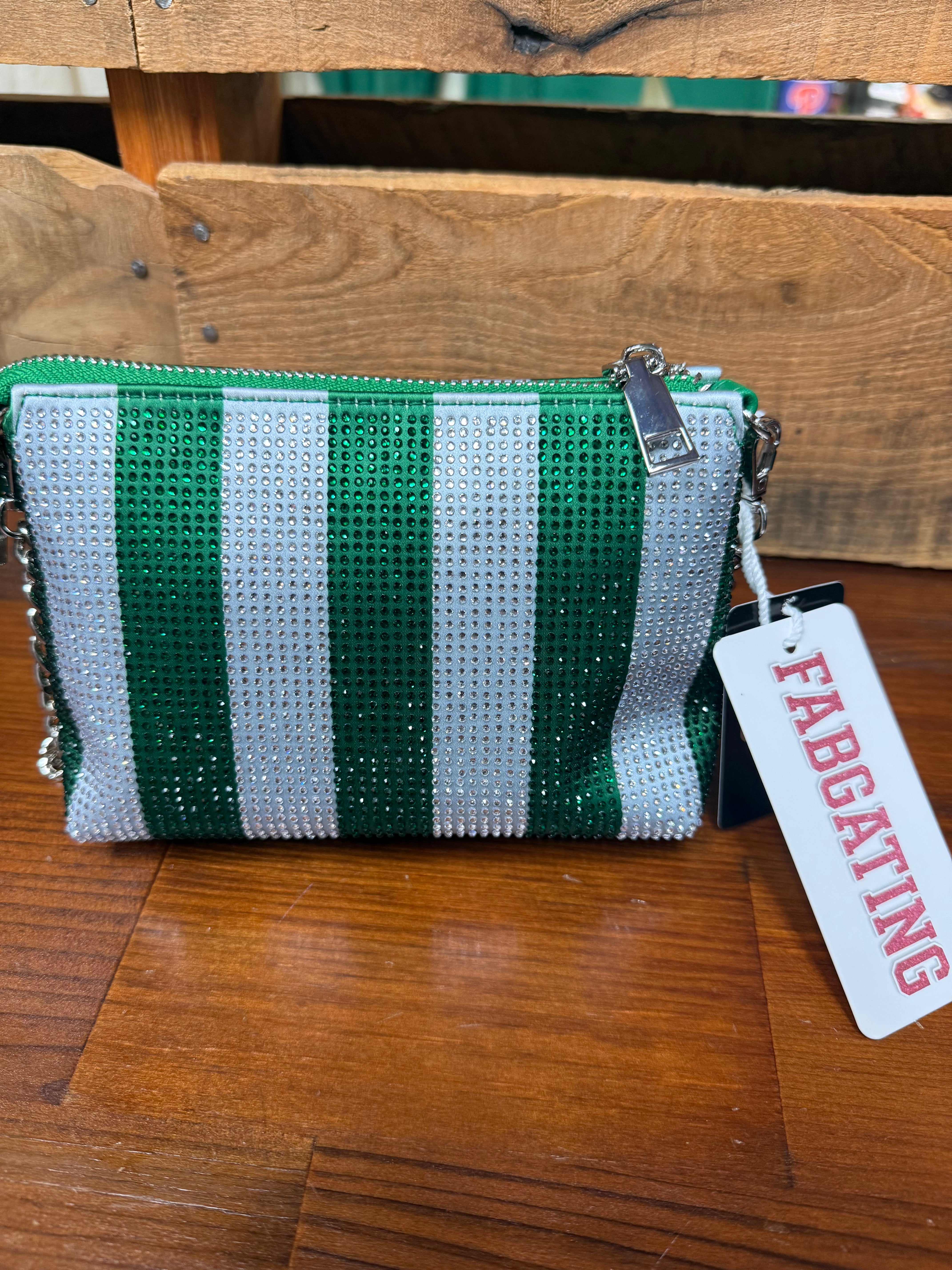 Eagles Striped Bling Clutch Crossbody Purse