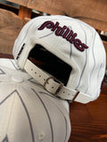 Throwback Phillies Eggshell Pinstripe Leather Flat Brim Hat