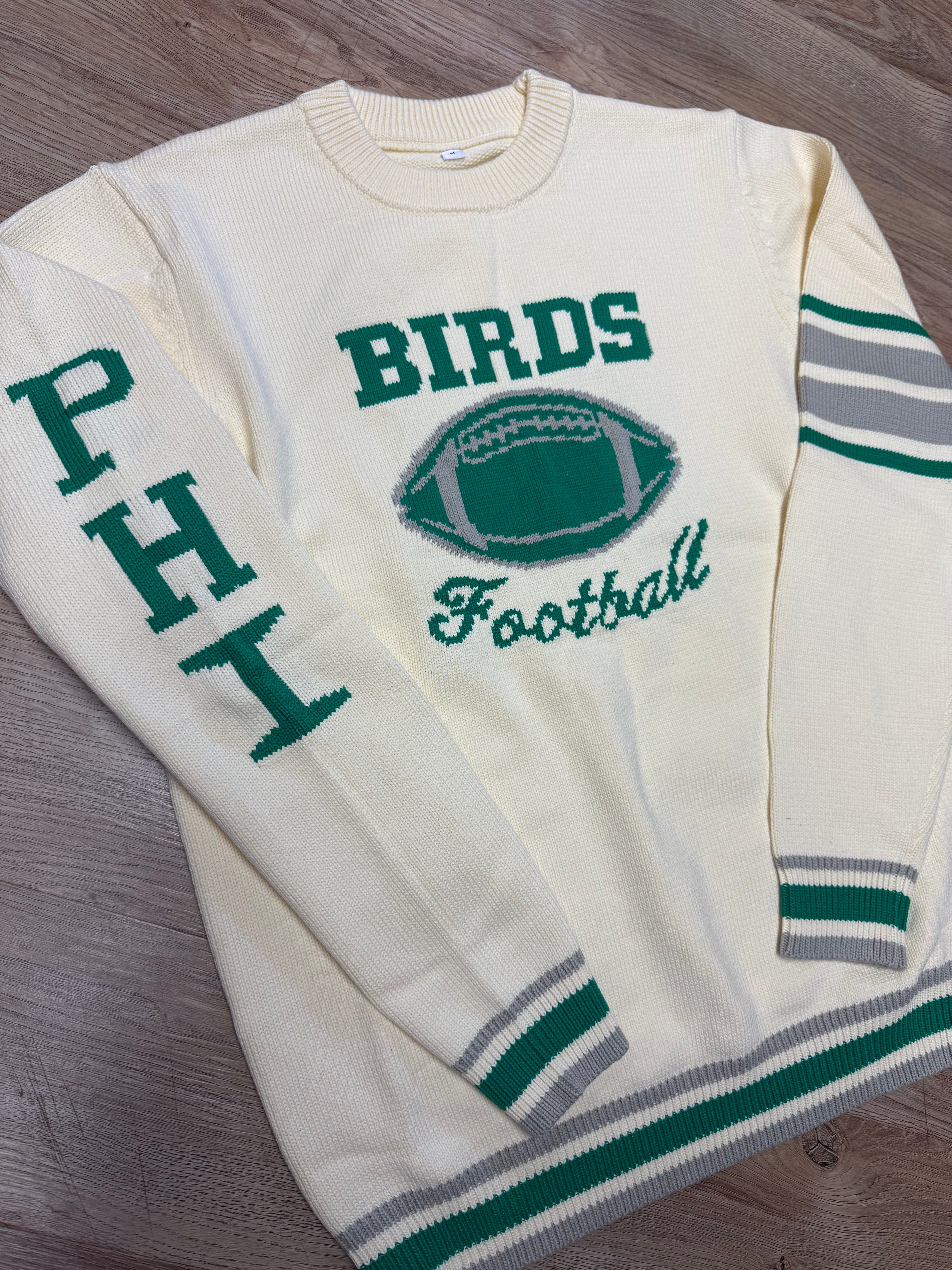Birds Football Cream Varsity Ladies Sweater