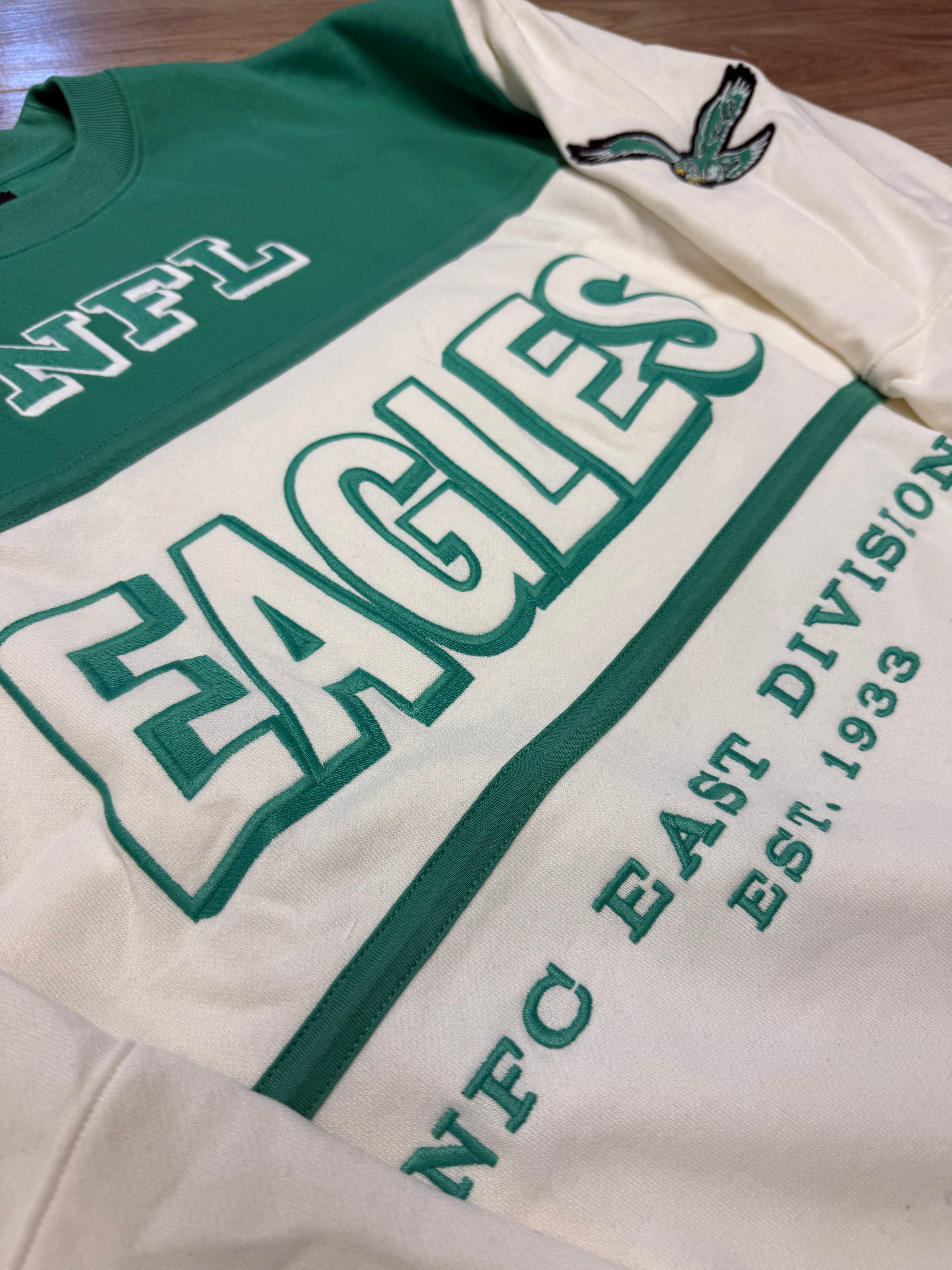 Philadelphia Eagles Throwback Sandstone Fleece Crew Sweatshirt