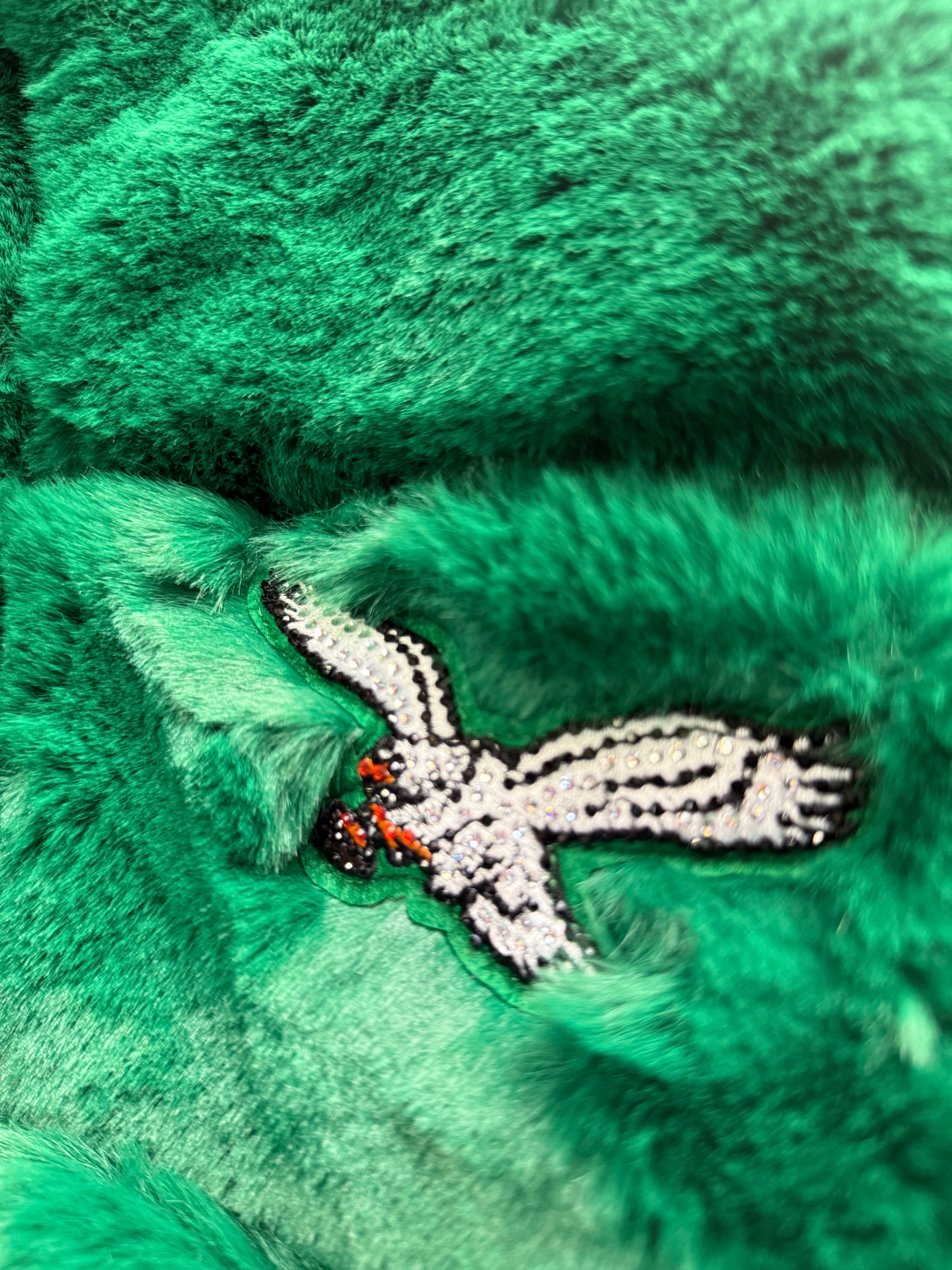 Ladies Eagles Cuce Bling Faux Fur Coat