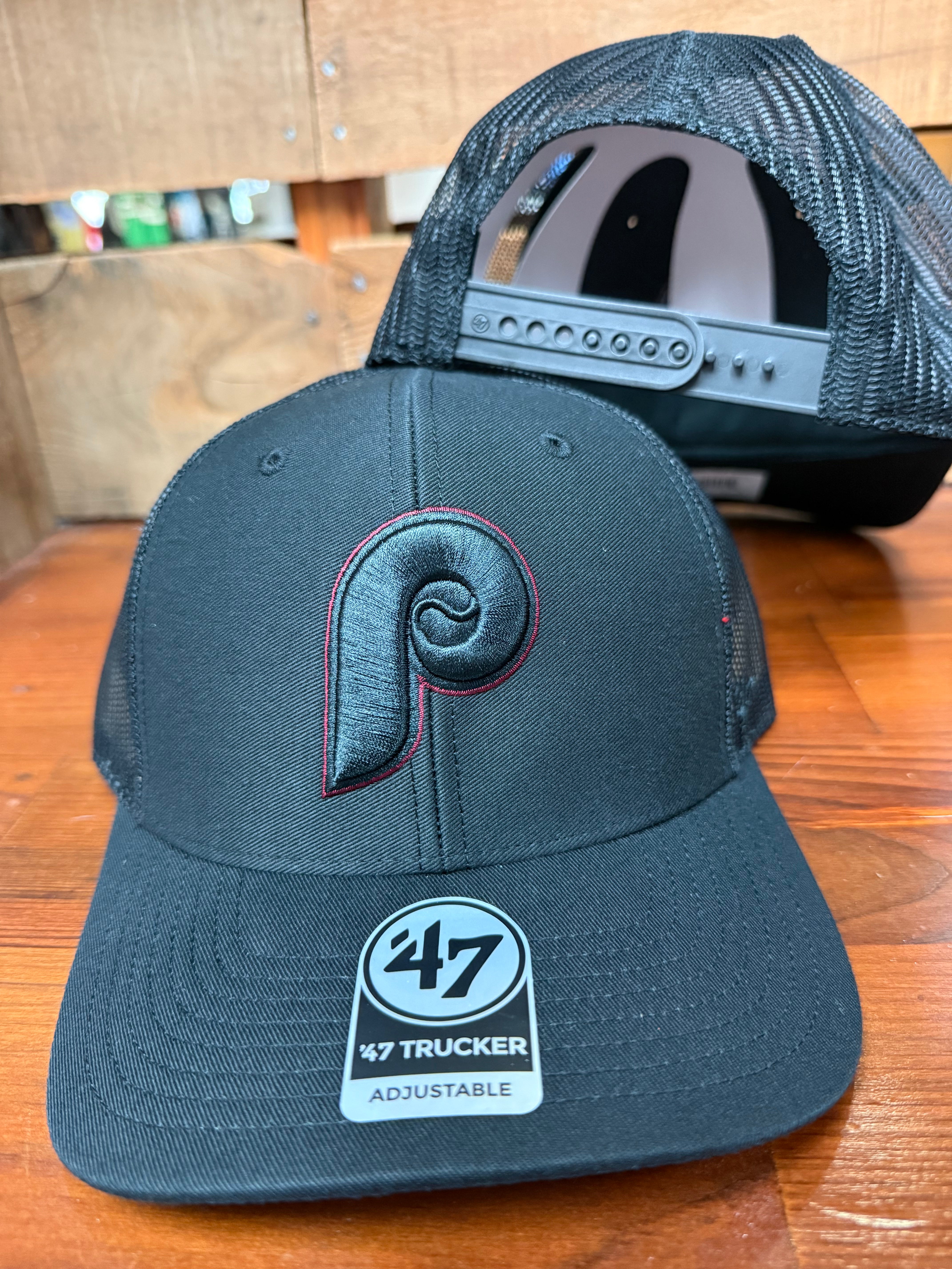 Phillies Throwback All Black Trucker SnapBack