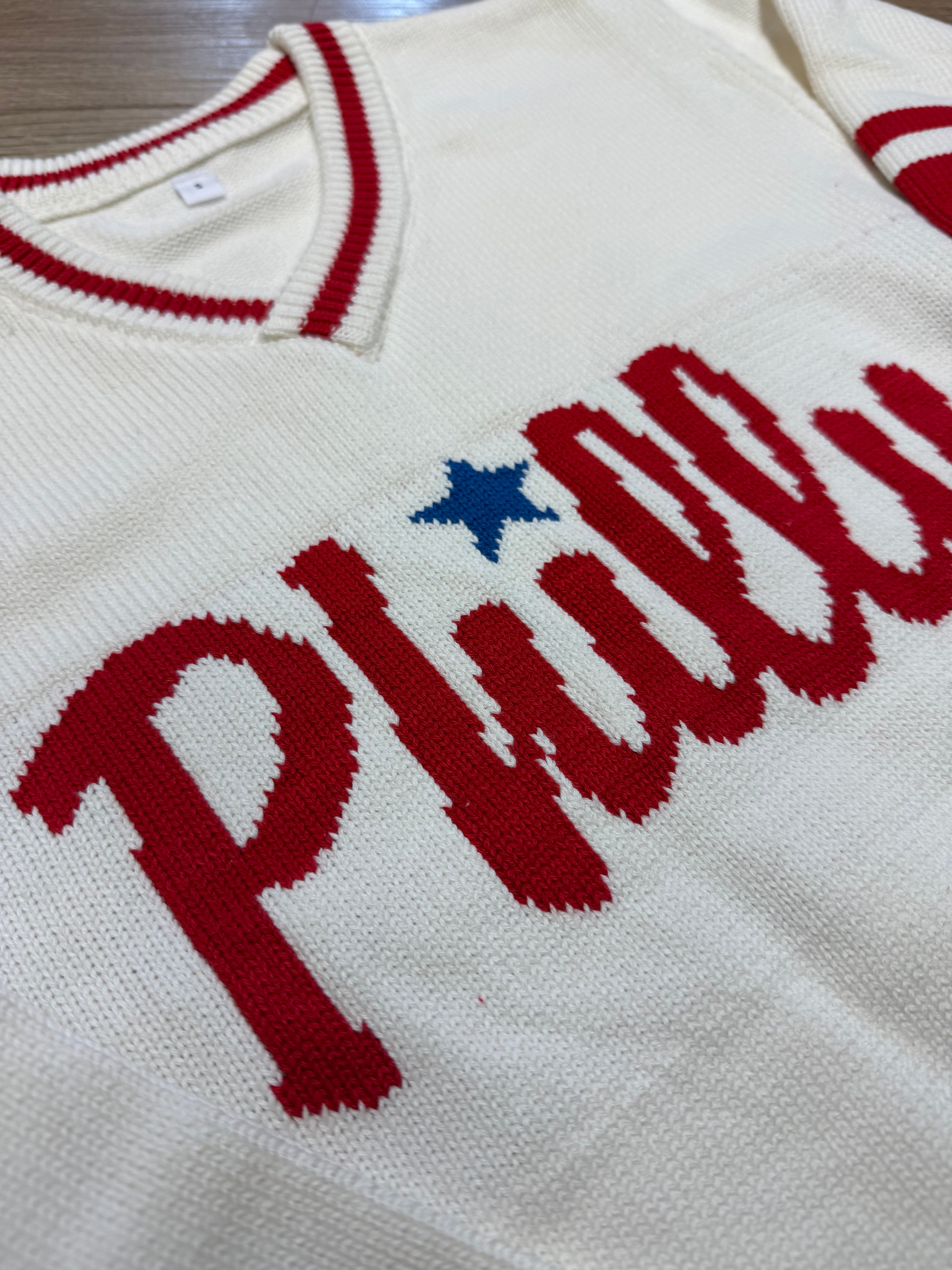 Ladies Philly V-Neck Knit Sweater
