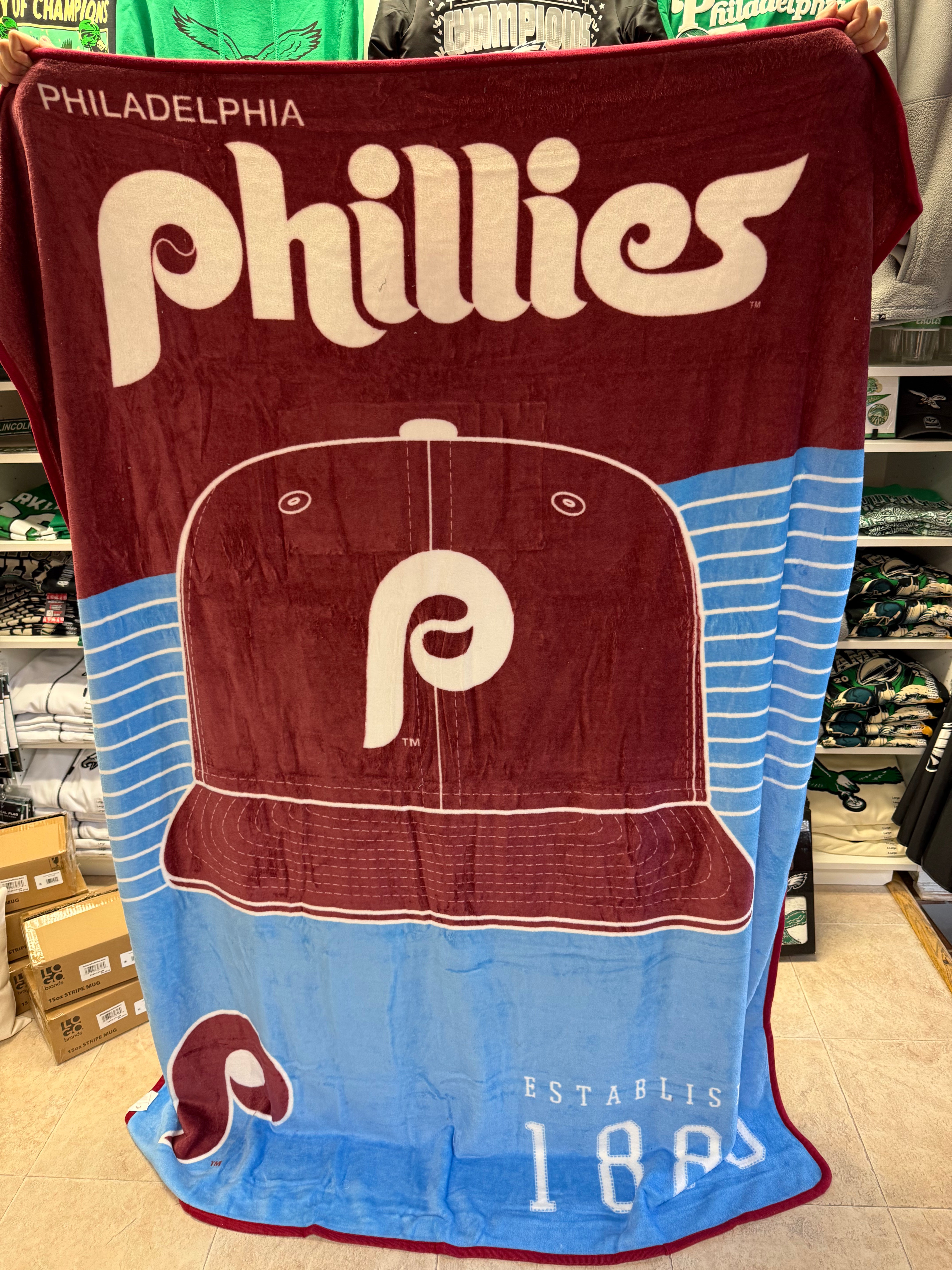 Philadelphia Phillies Retro 60X80 Helmet Stripe Blanket