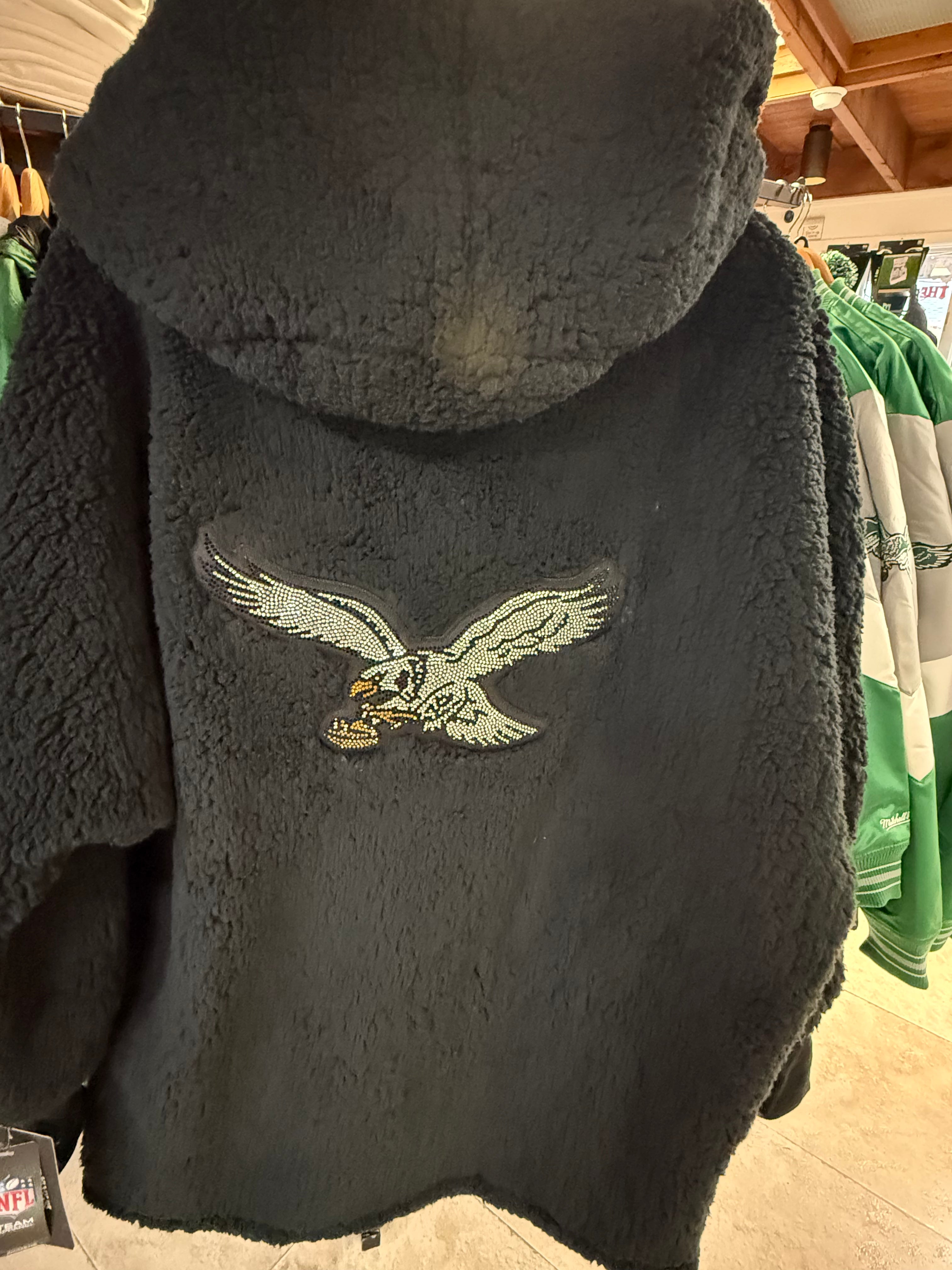 Philadelphia Eagles Throwback Sherpa Fleece Lounger Sequin Jacket