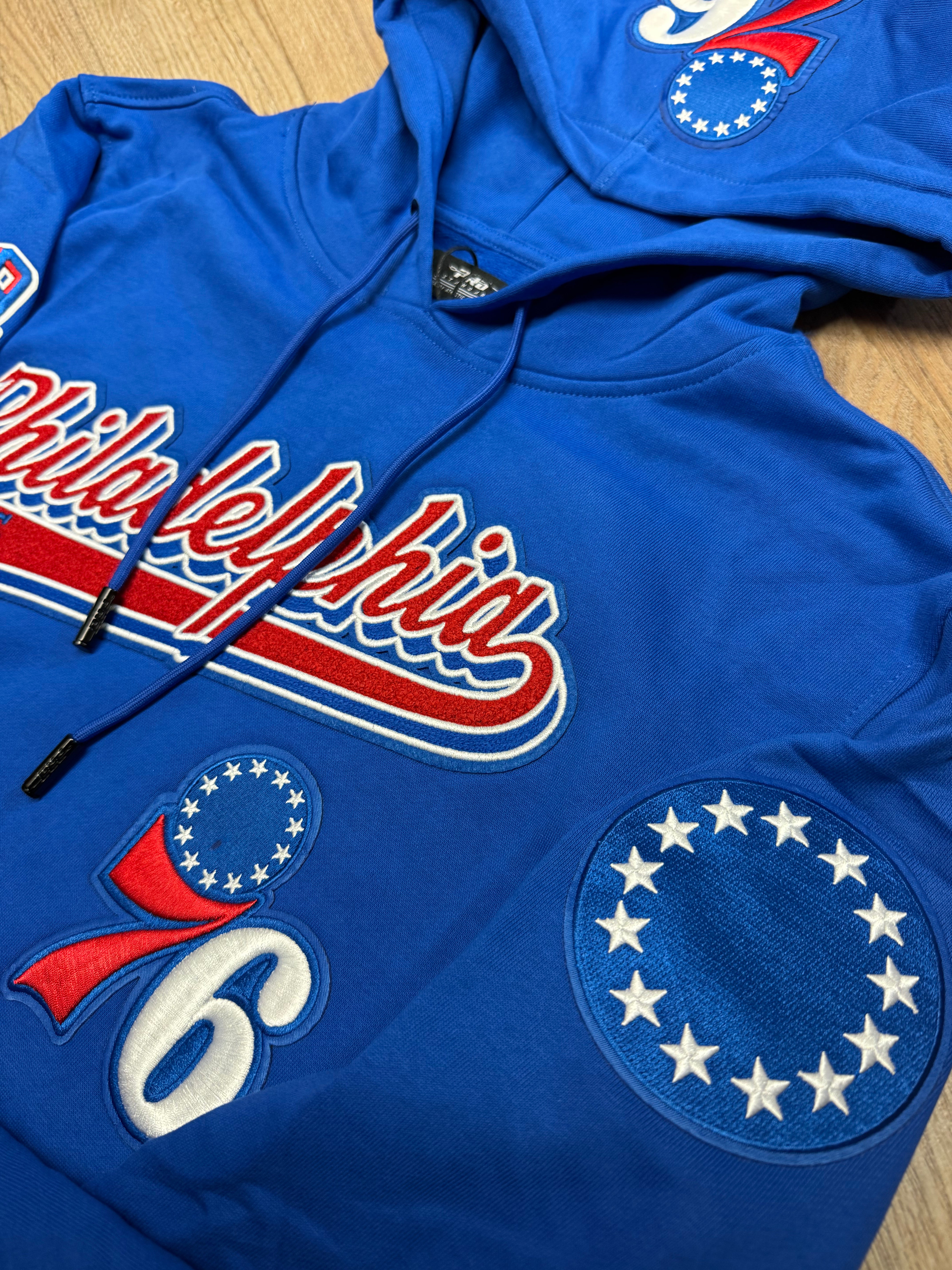 Sixers Script Tail Embroidered Pullover Hoodie