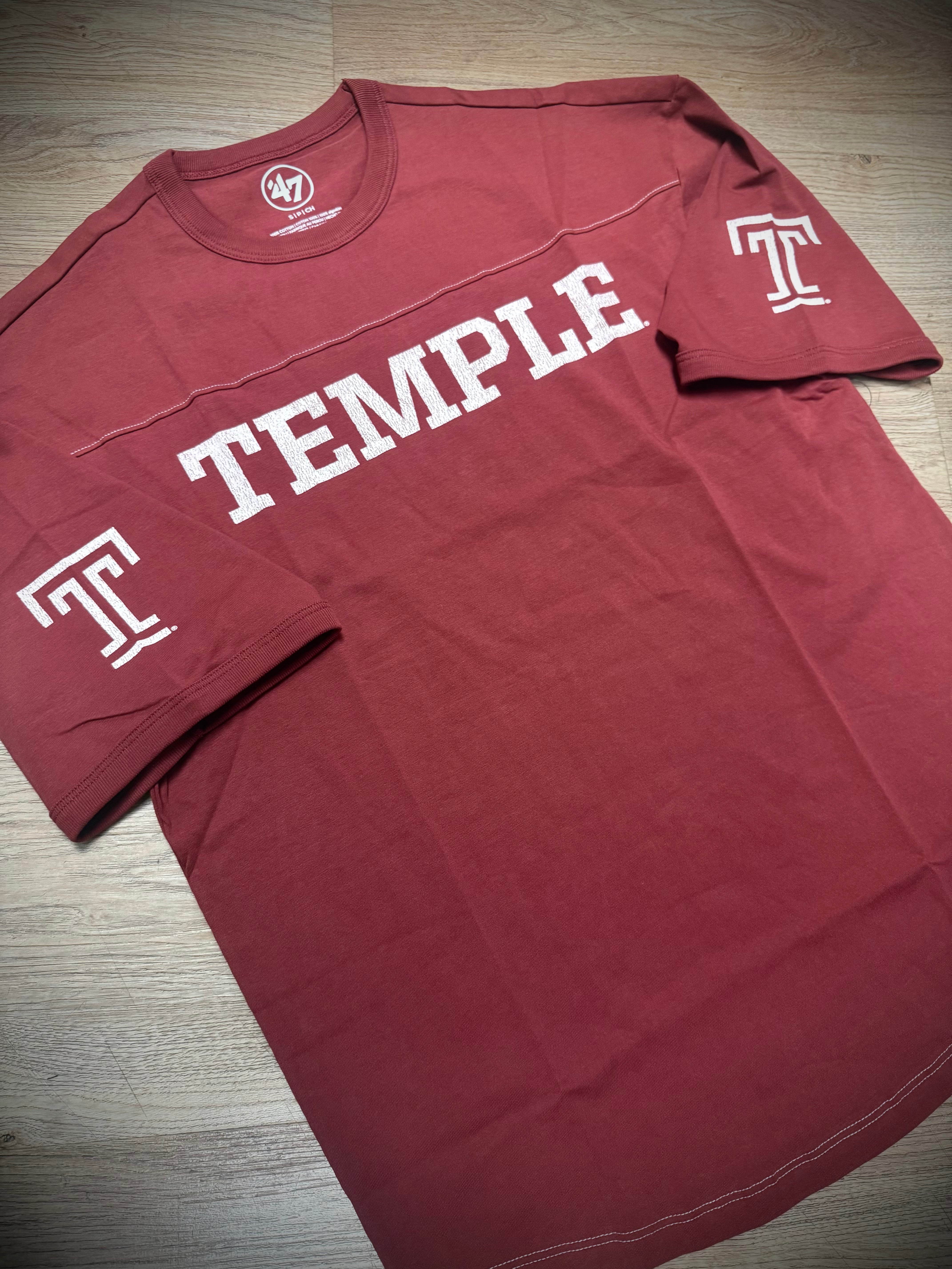 Temple University Owls Mission Cherry Red Double Header Tee