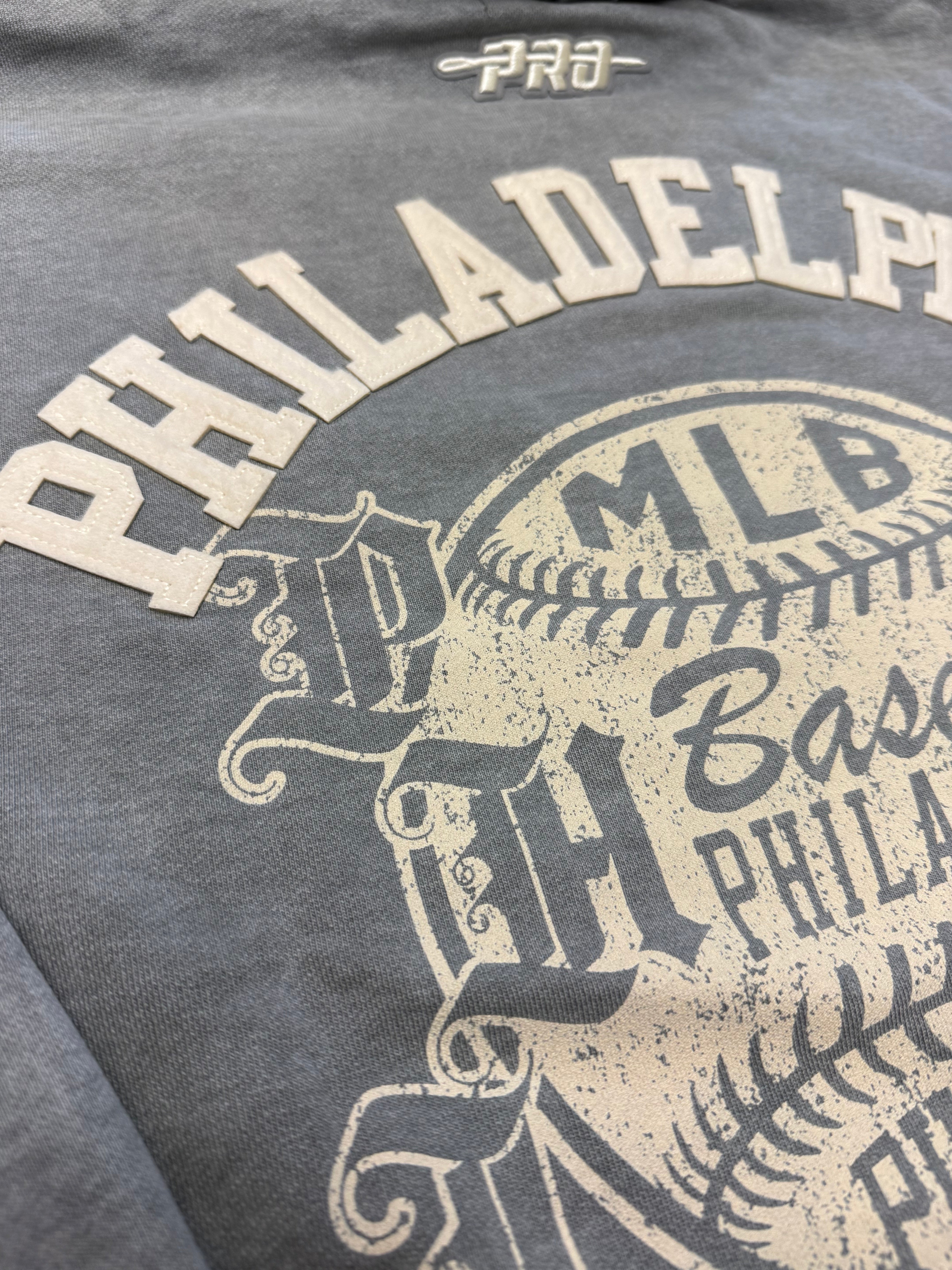Phillies Grey Wash Patchwork Pro Hoodie
