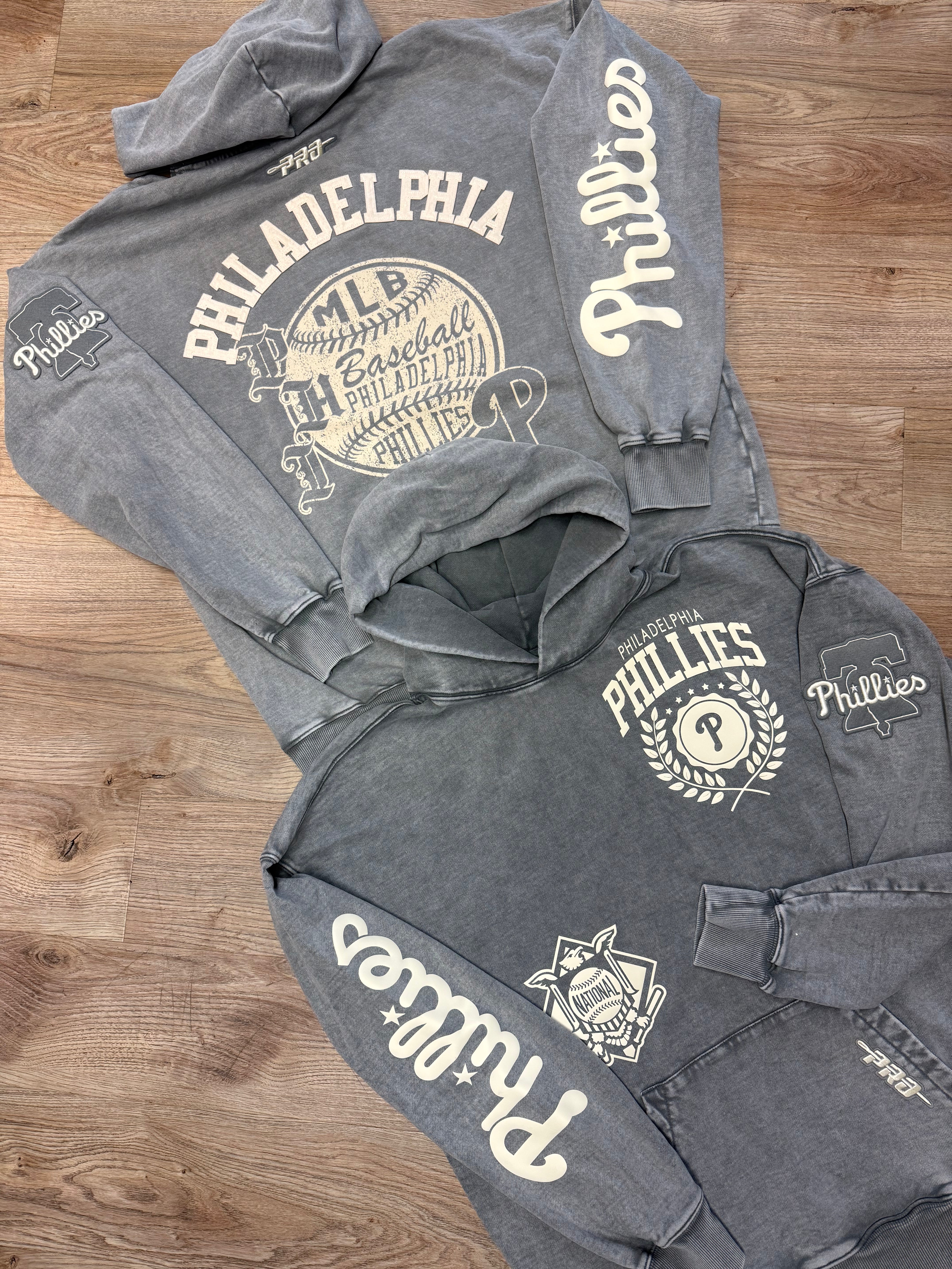 Phillies Grey Wash Patchwork Pro Hoodie