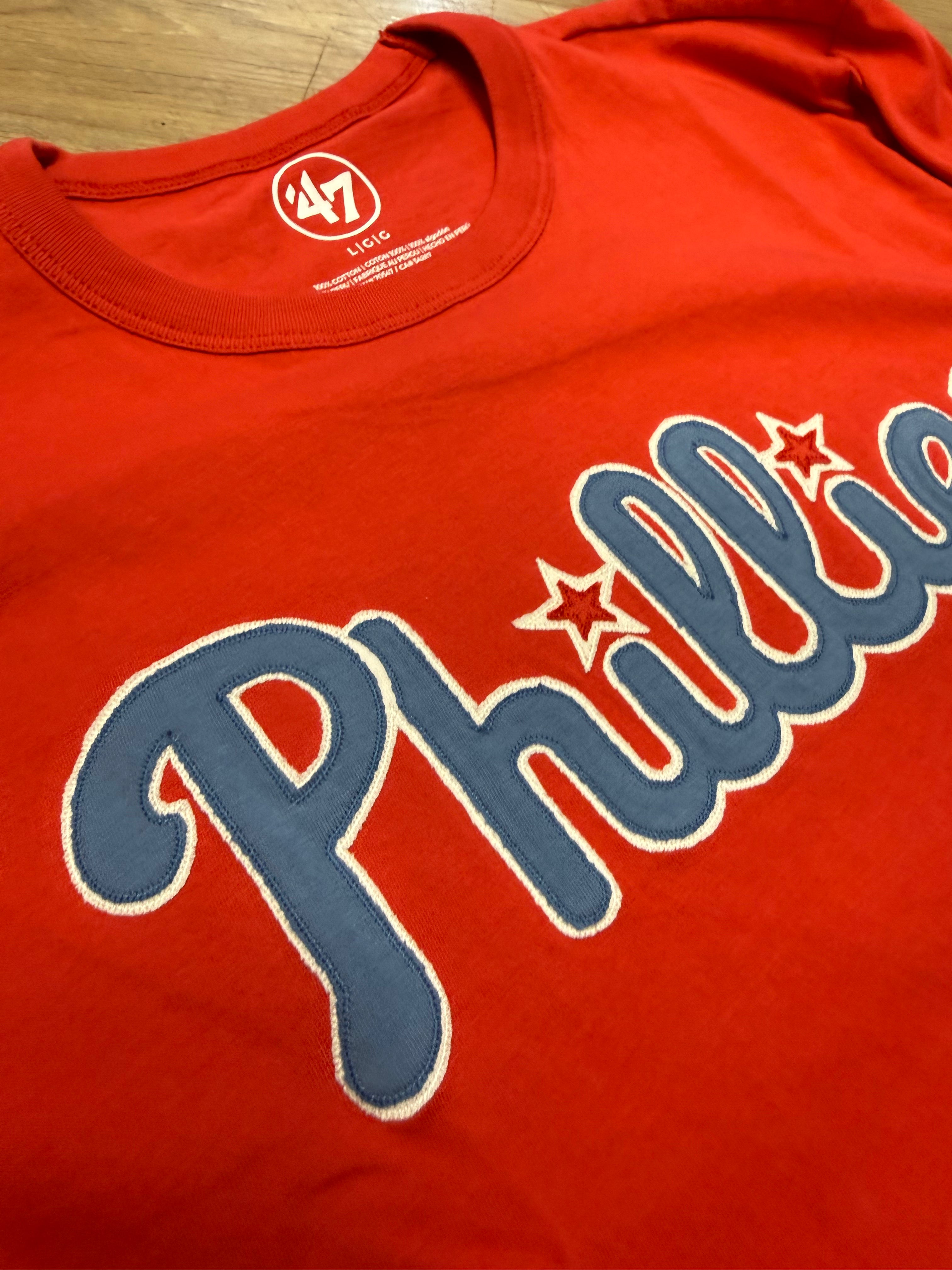 Phillies Embroidered Racer Red Franklin Tee