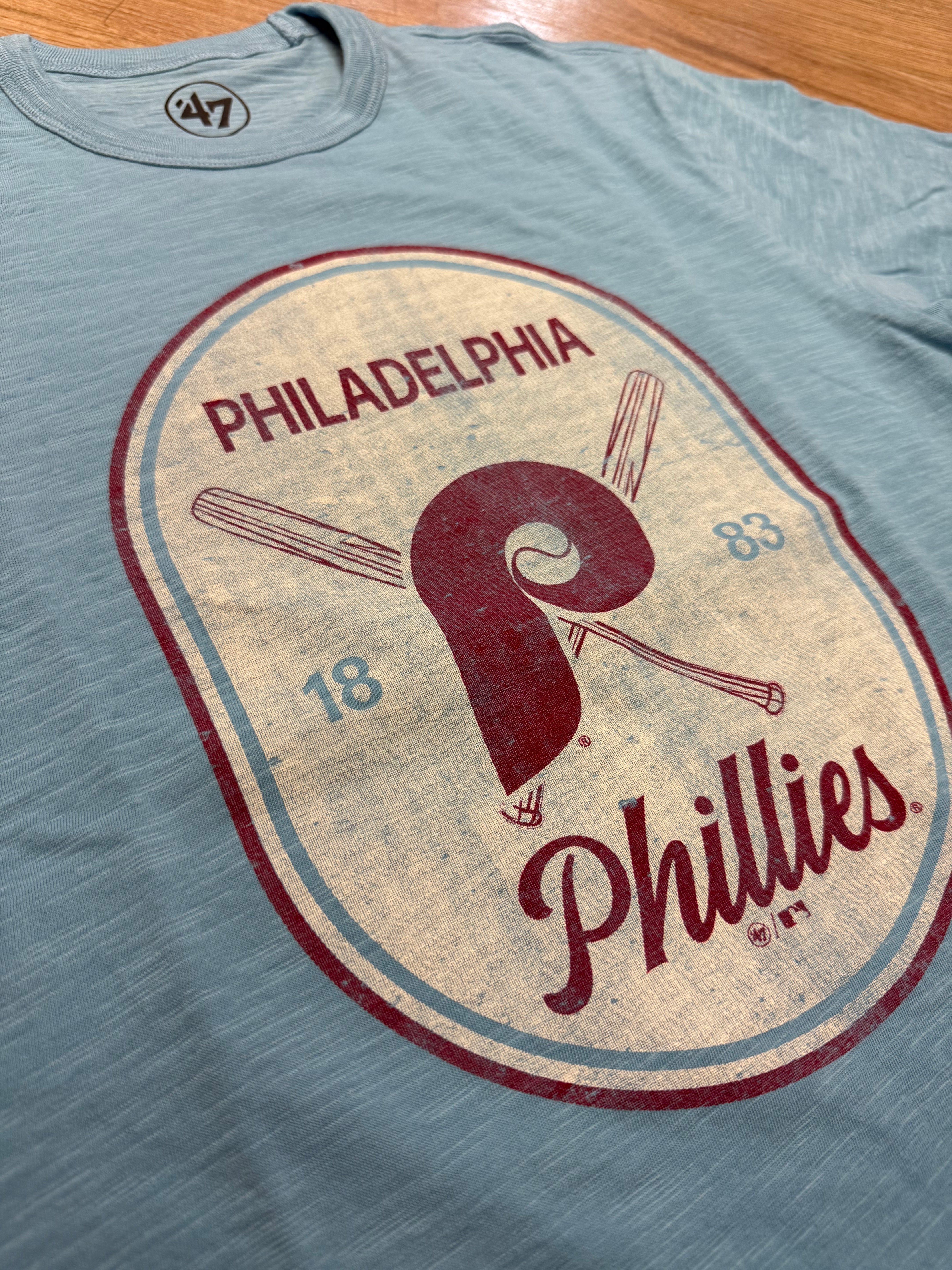Phillies Powder Blue Cross Patch Scrum Yuengling Tee