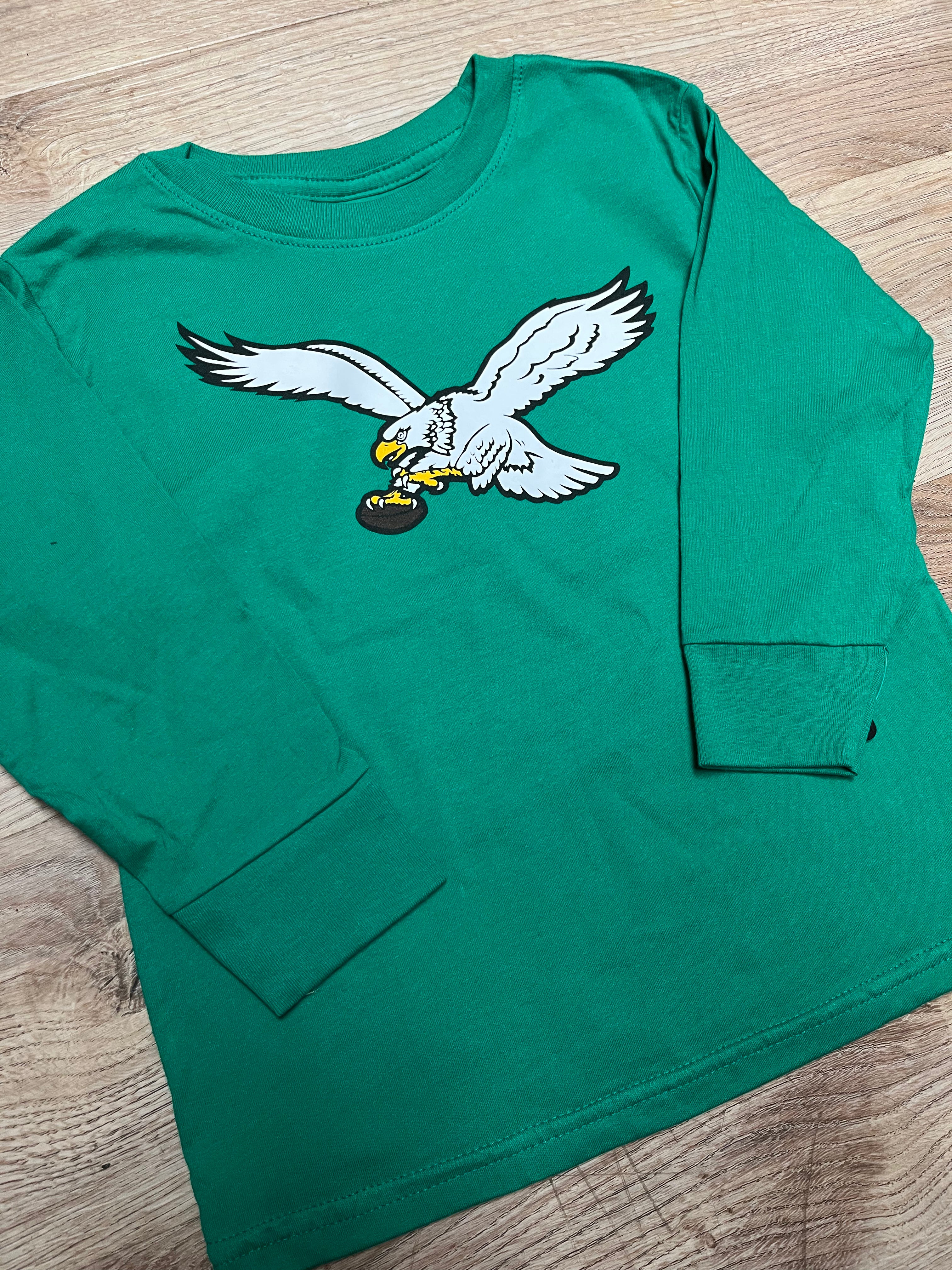 Little Kids Eagles Throwback Kelly Green Longsleeve