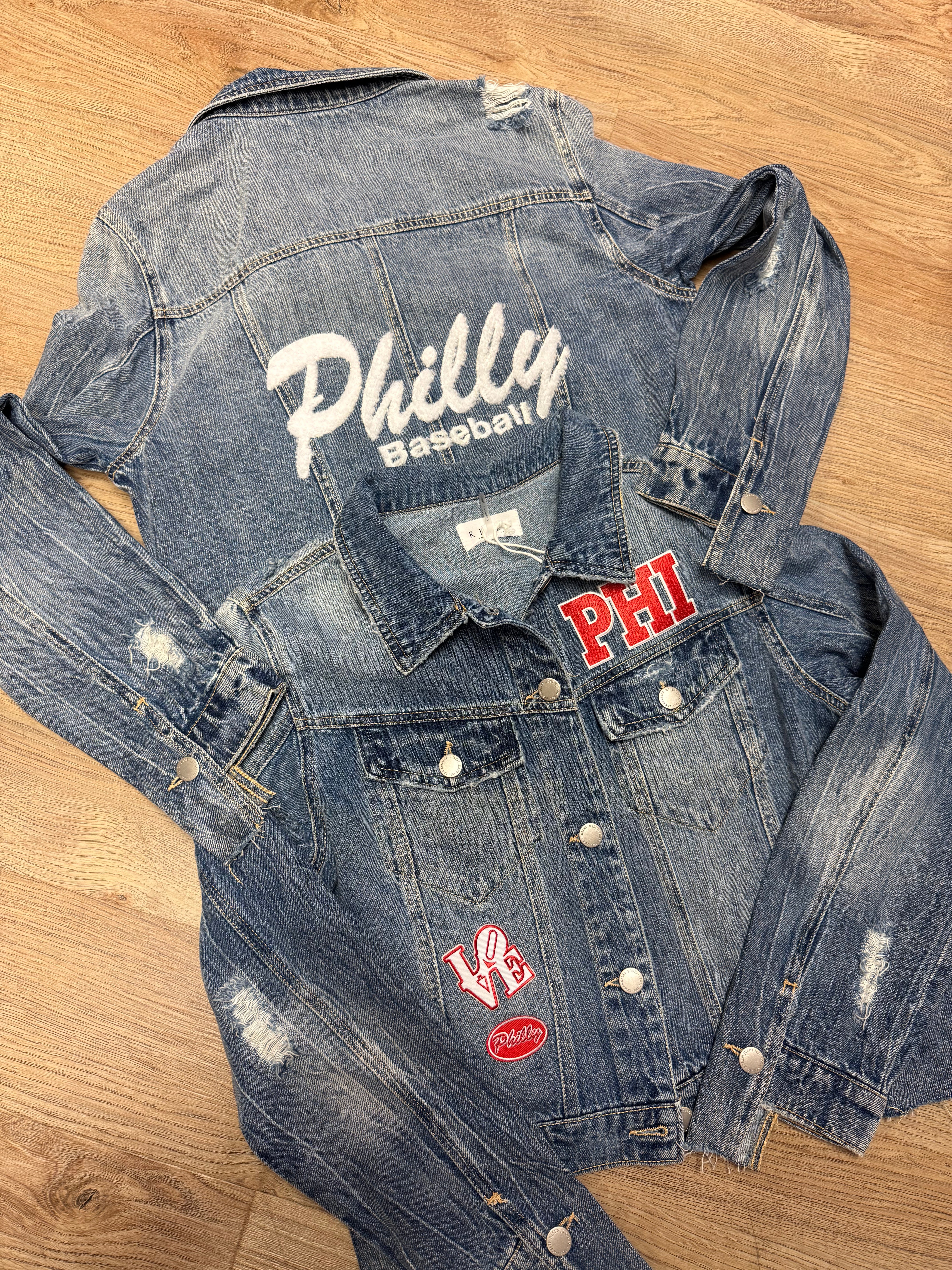 Philly Ladies Distressed Denim Jacket