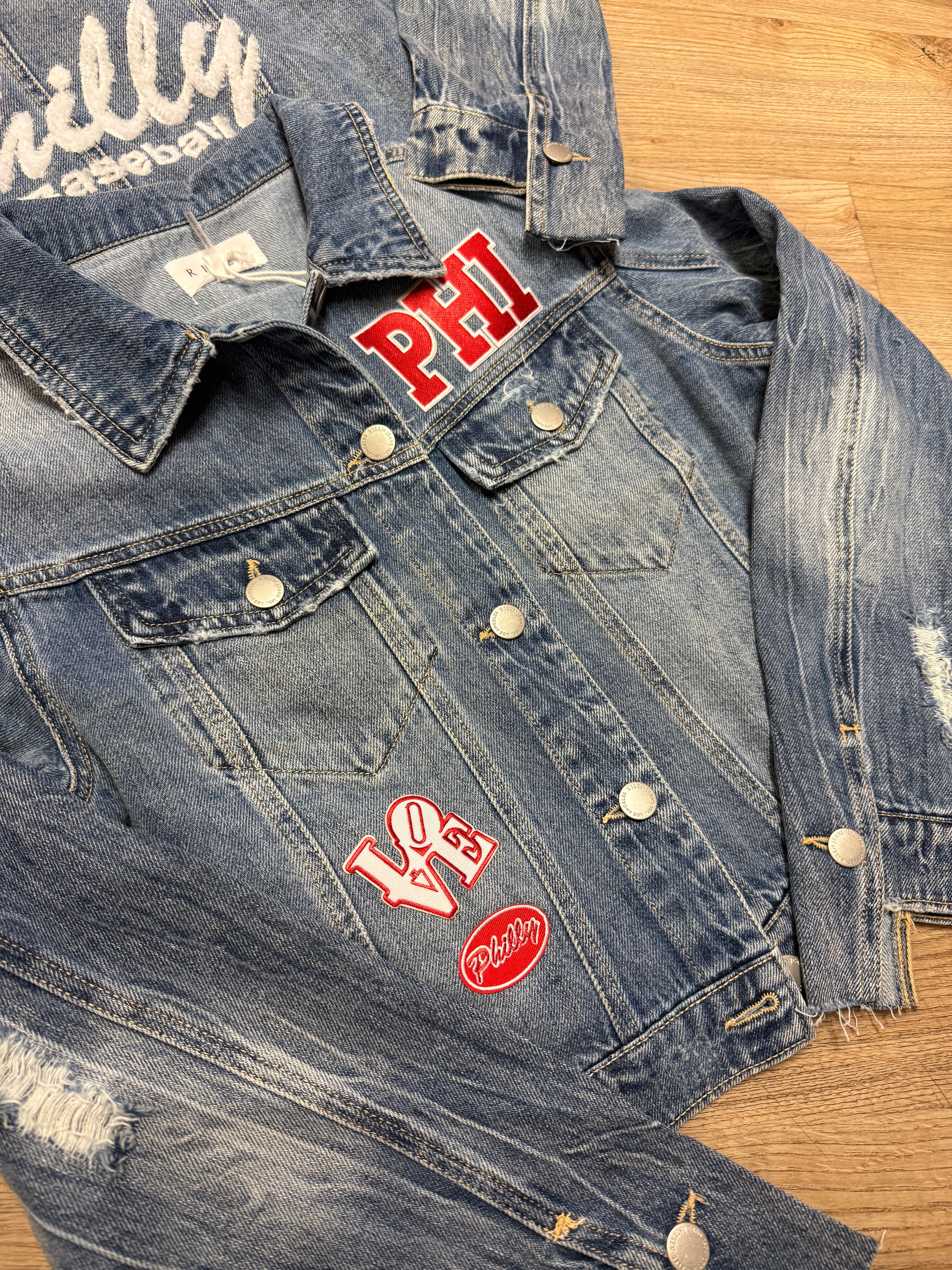 Philly Ladies Distressed Denim Jacket