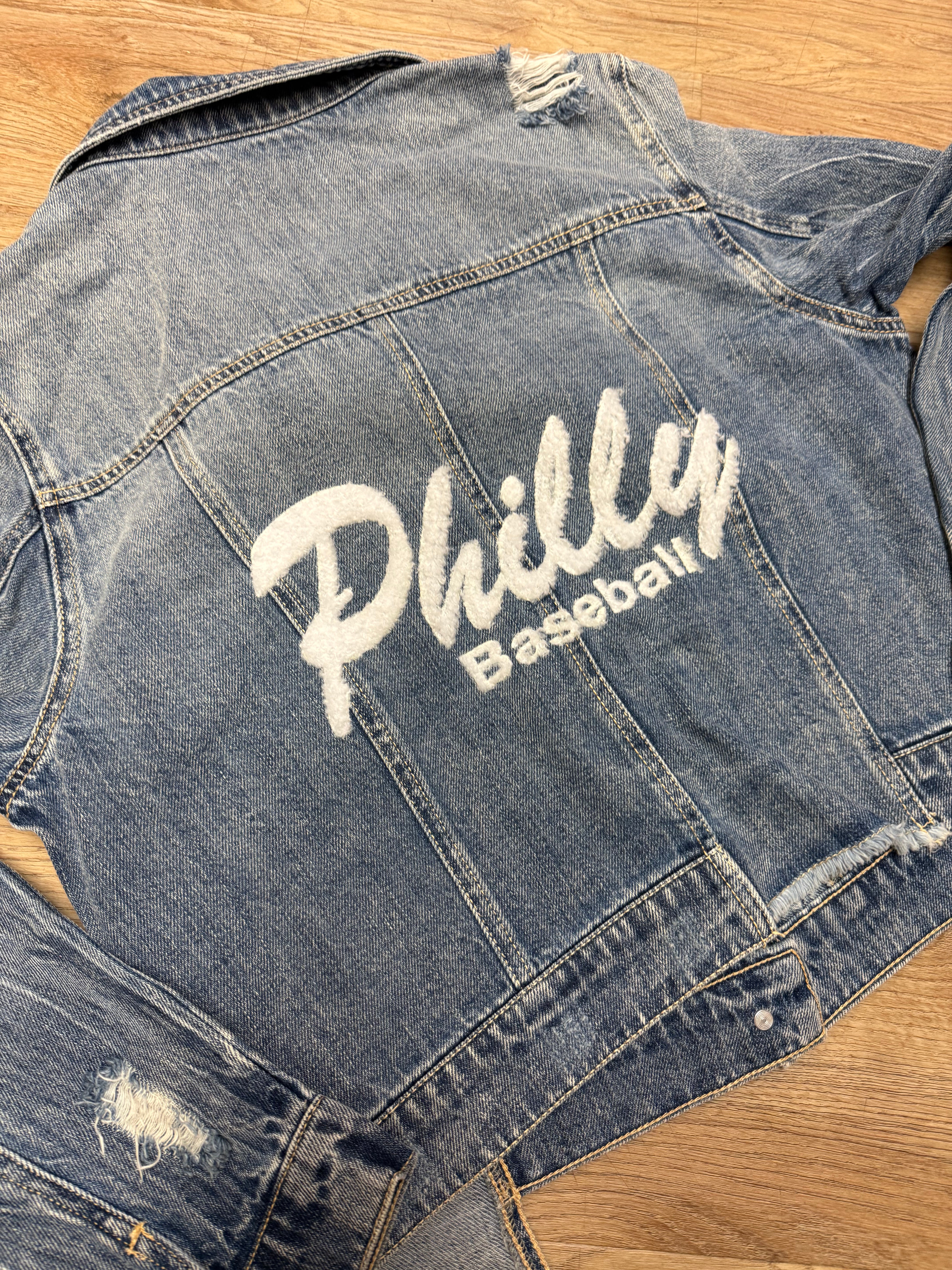 Philly Ladies Distressed Denim Jacket
