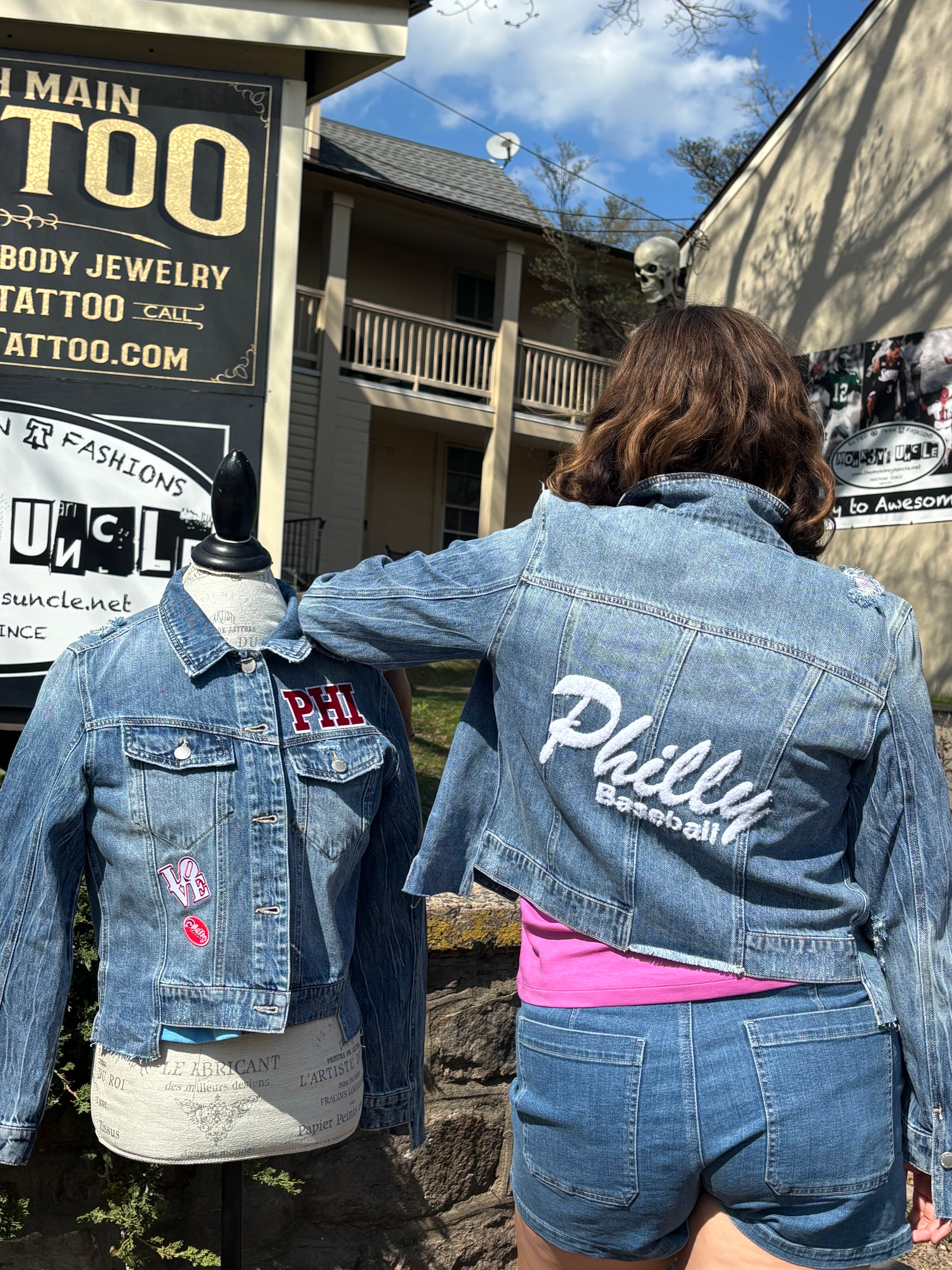 Philly Ladies Distressed Denim Jacket
