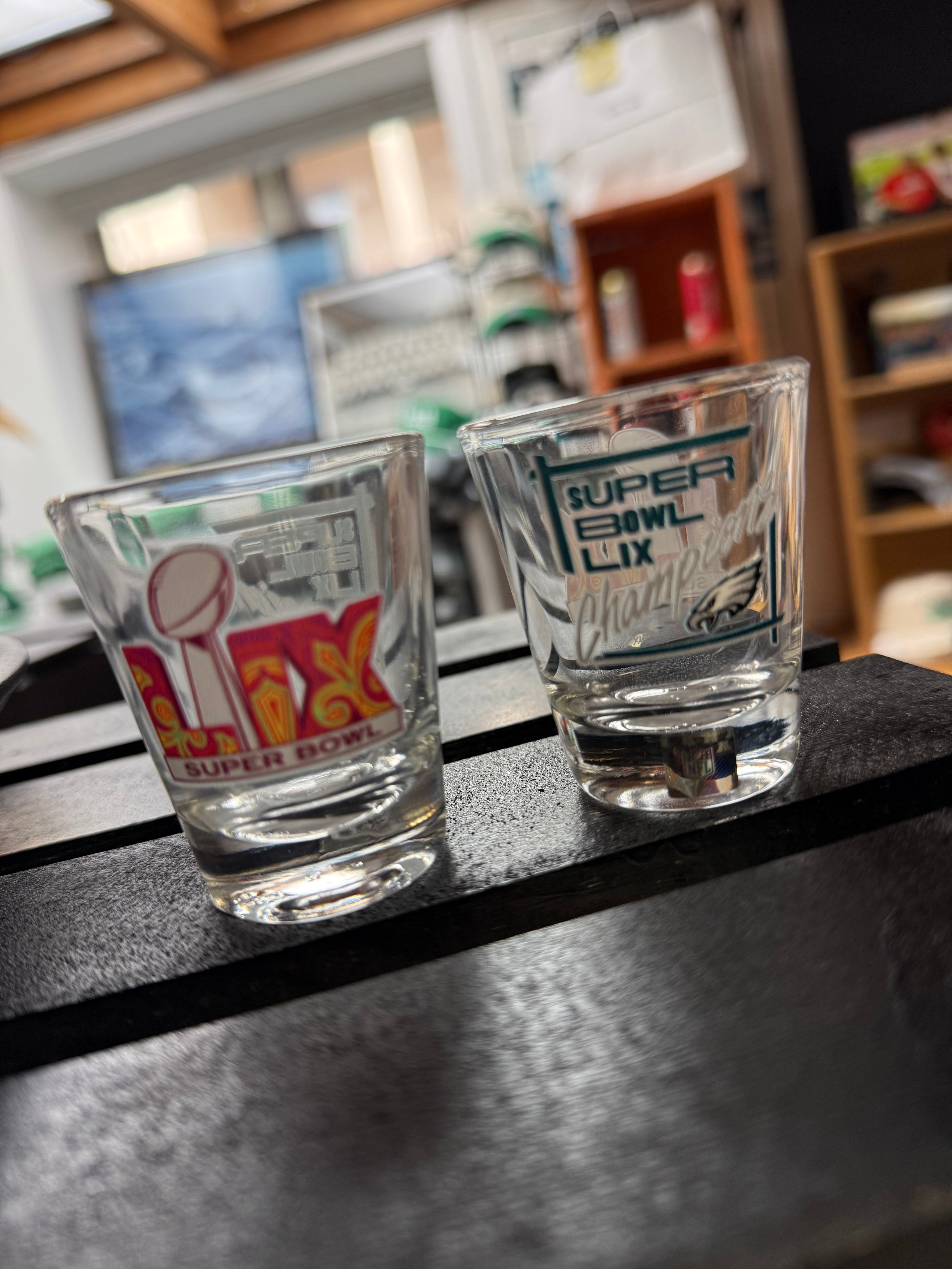 Eagles Super Bolw LIX Champs 2oz Shot Glass