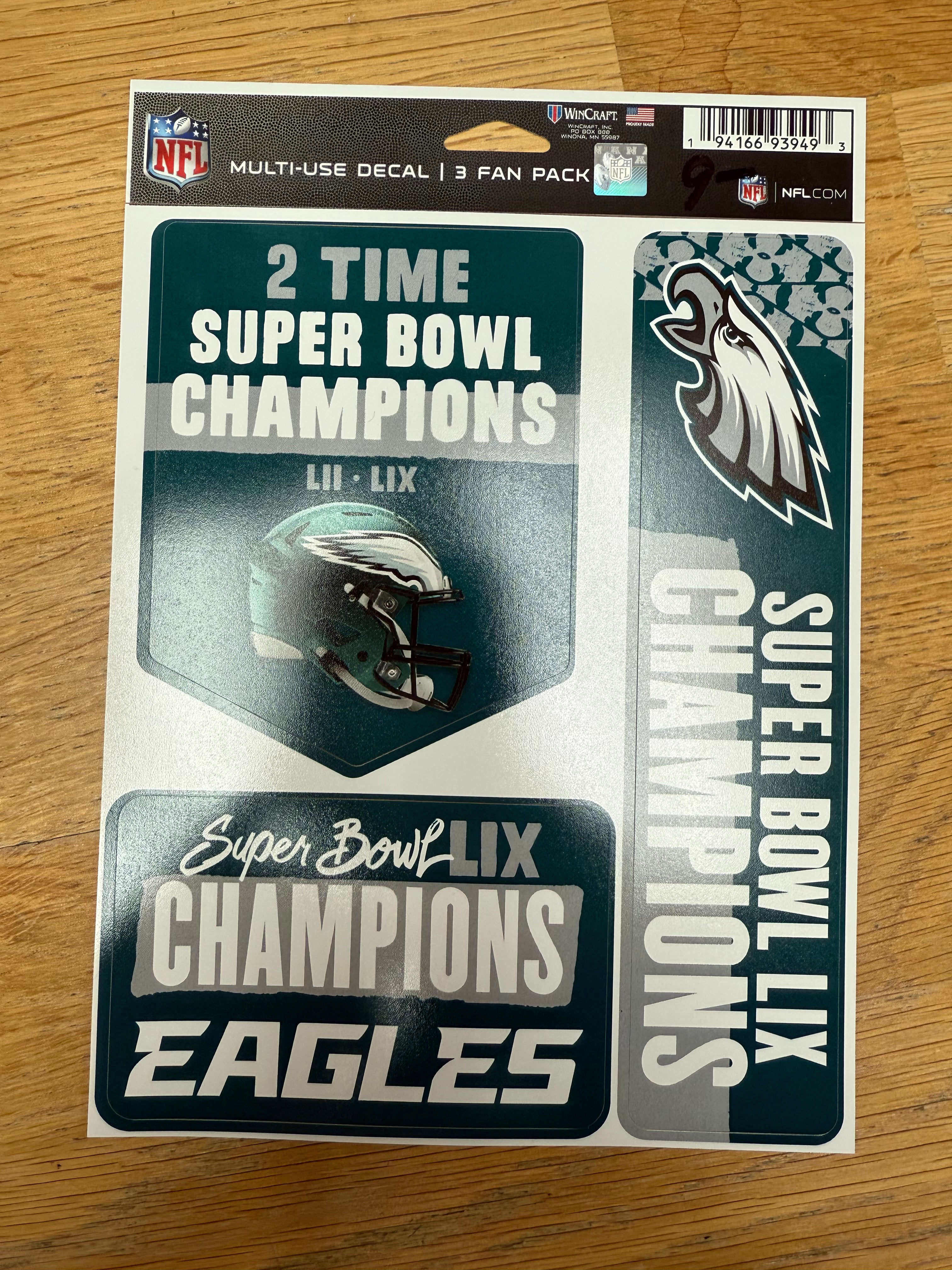 Eagles Super Bowl LIX Champs 3 Piece Decal Set