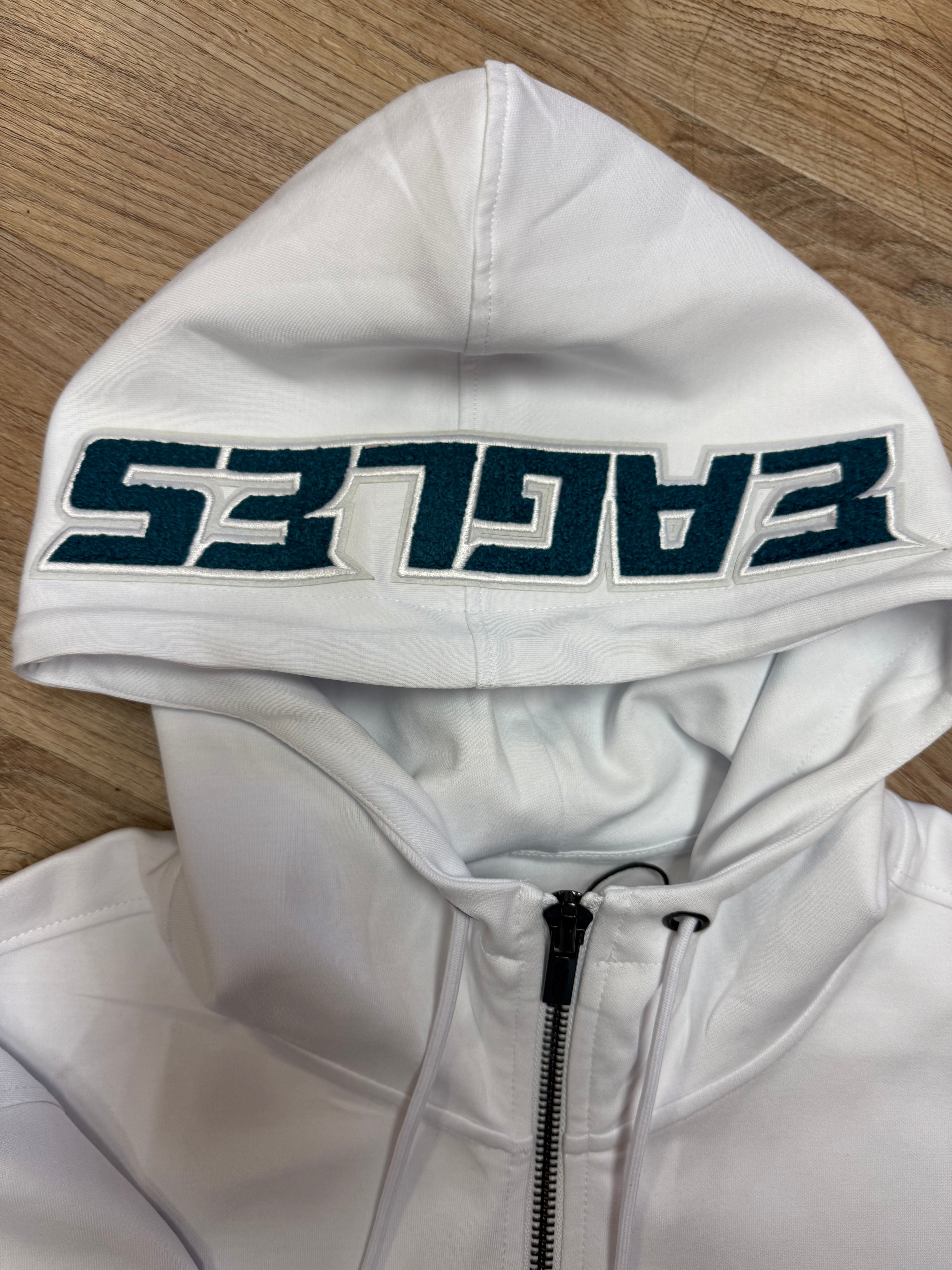Eagles White full zip patch work Pro Standard hoody