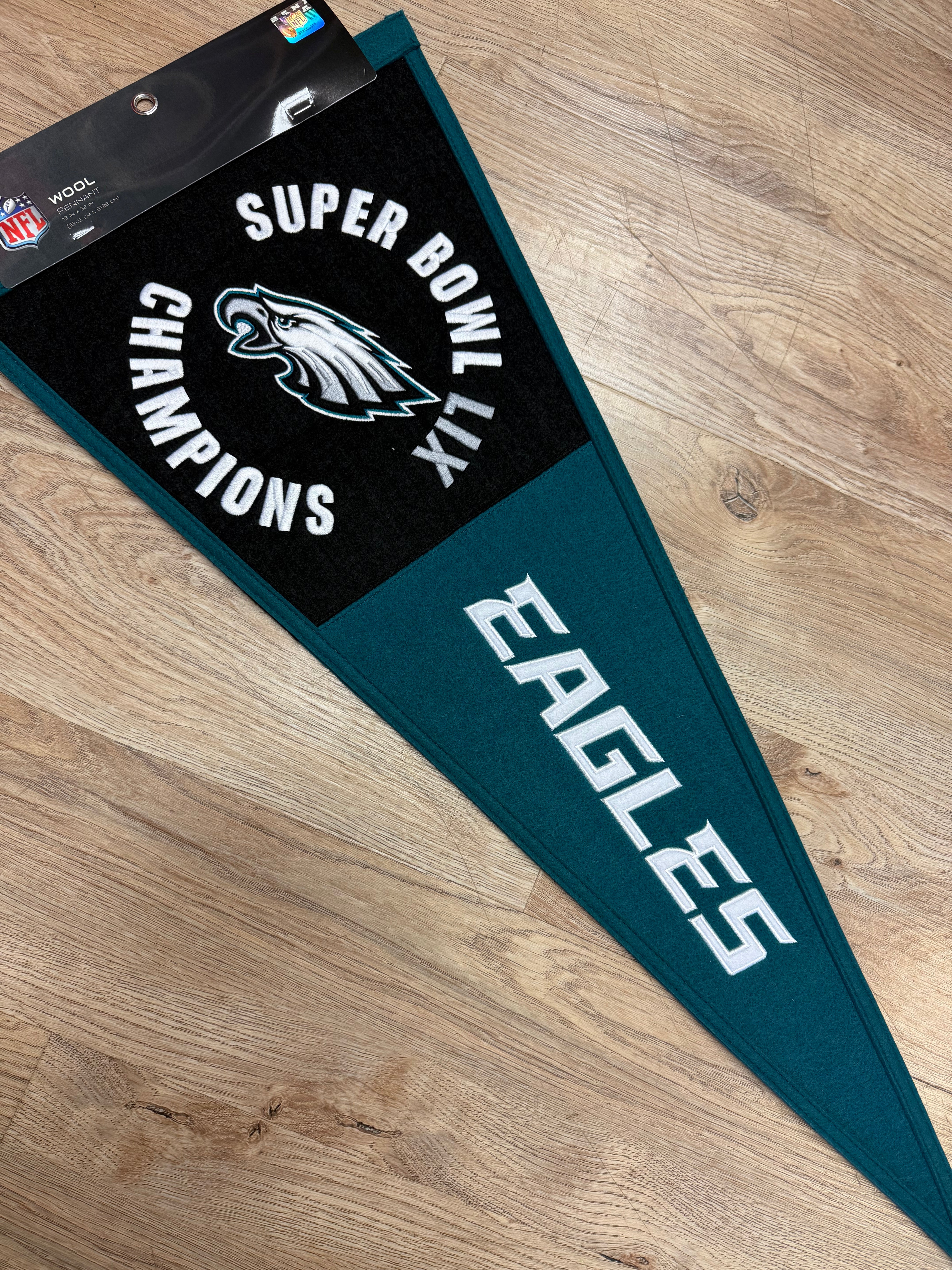 Eagles Super Bowl LIX Champs 13x32 Wool Pennant