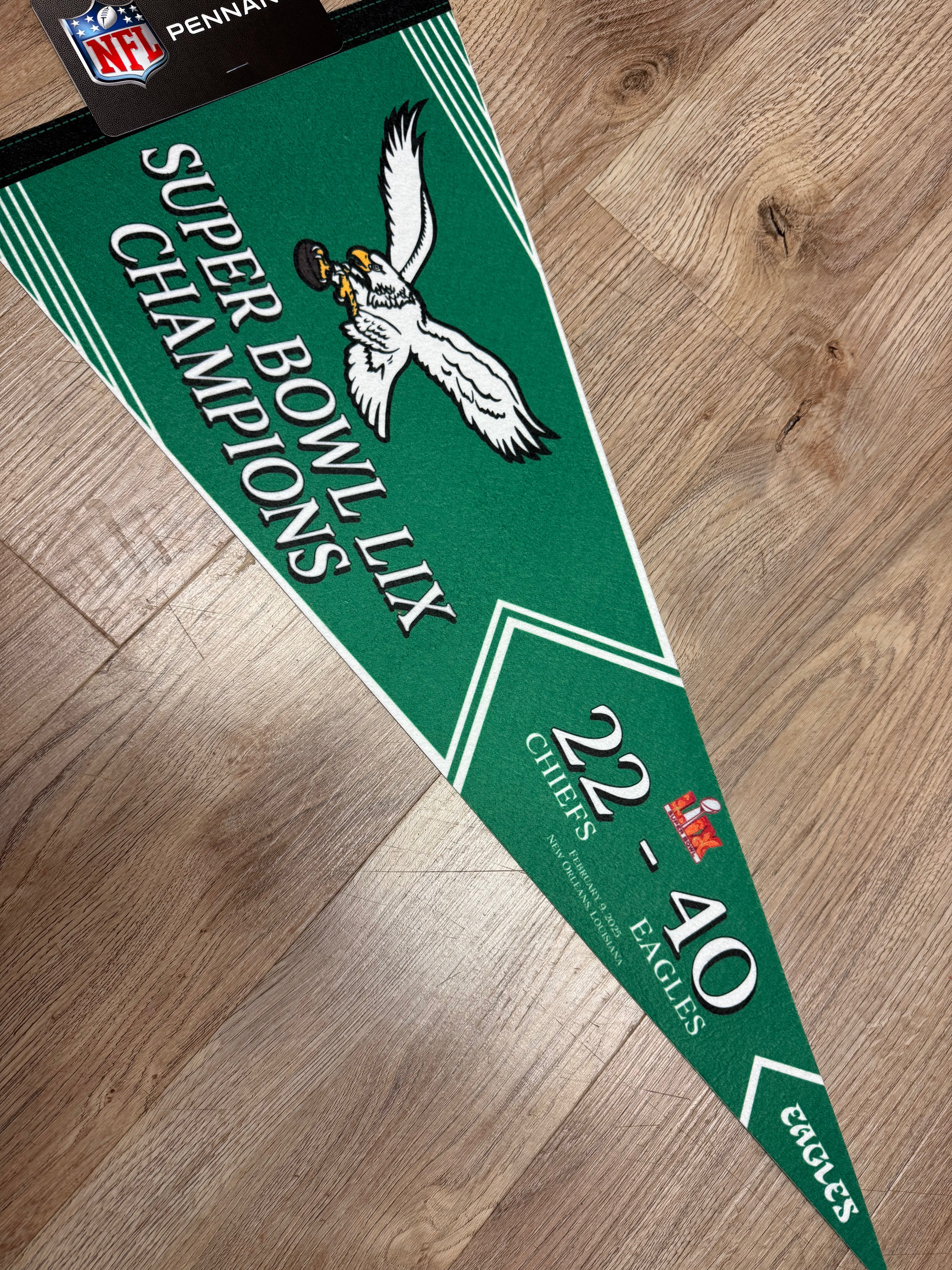 Eagles Kelly Green Super Bowl LIX Champs Quality roll up Pennant