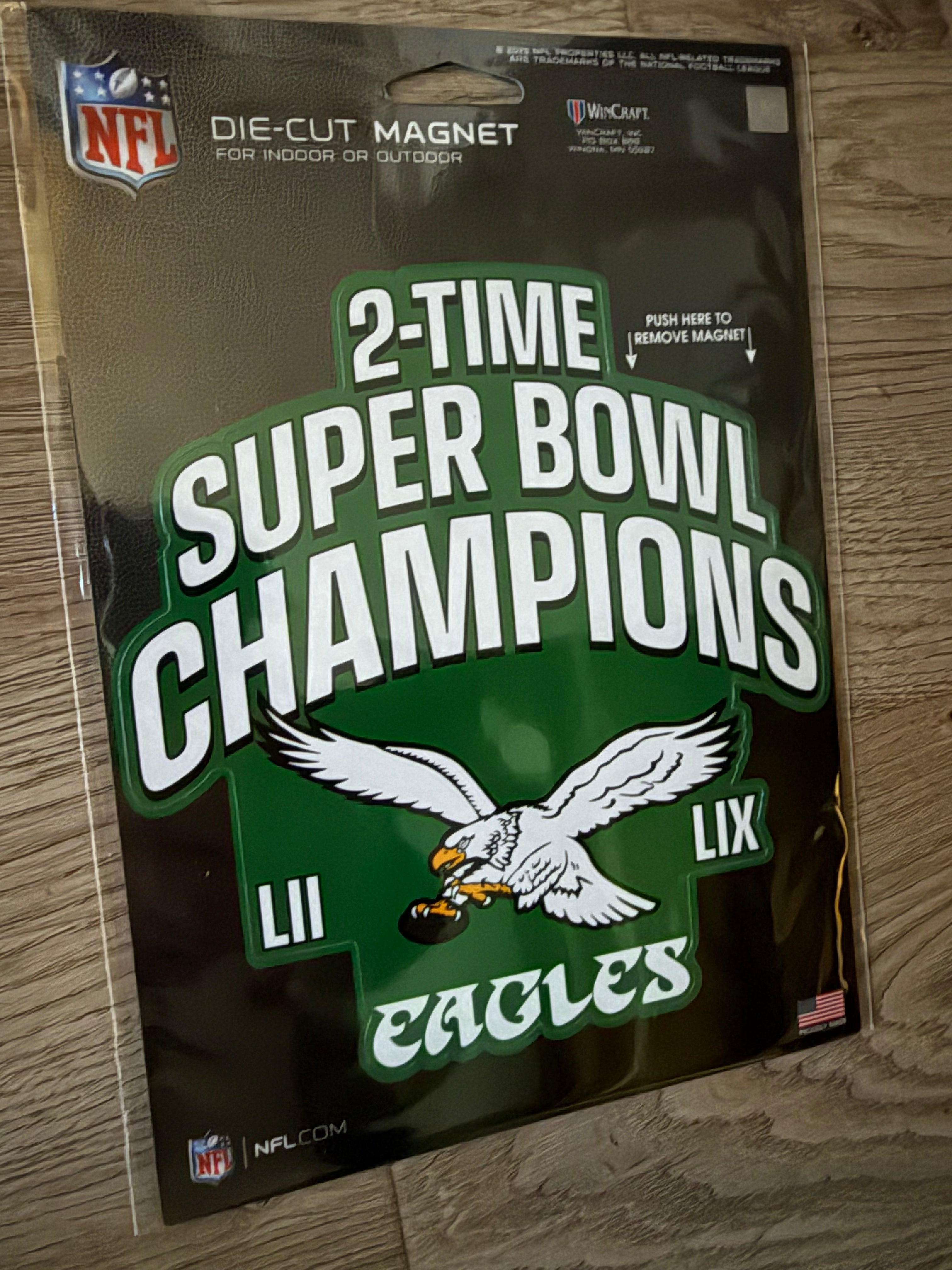 Philadelphia Eagles Kelly Green Super Bowl Champs Car Magnet
