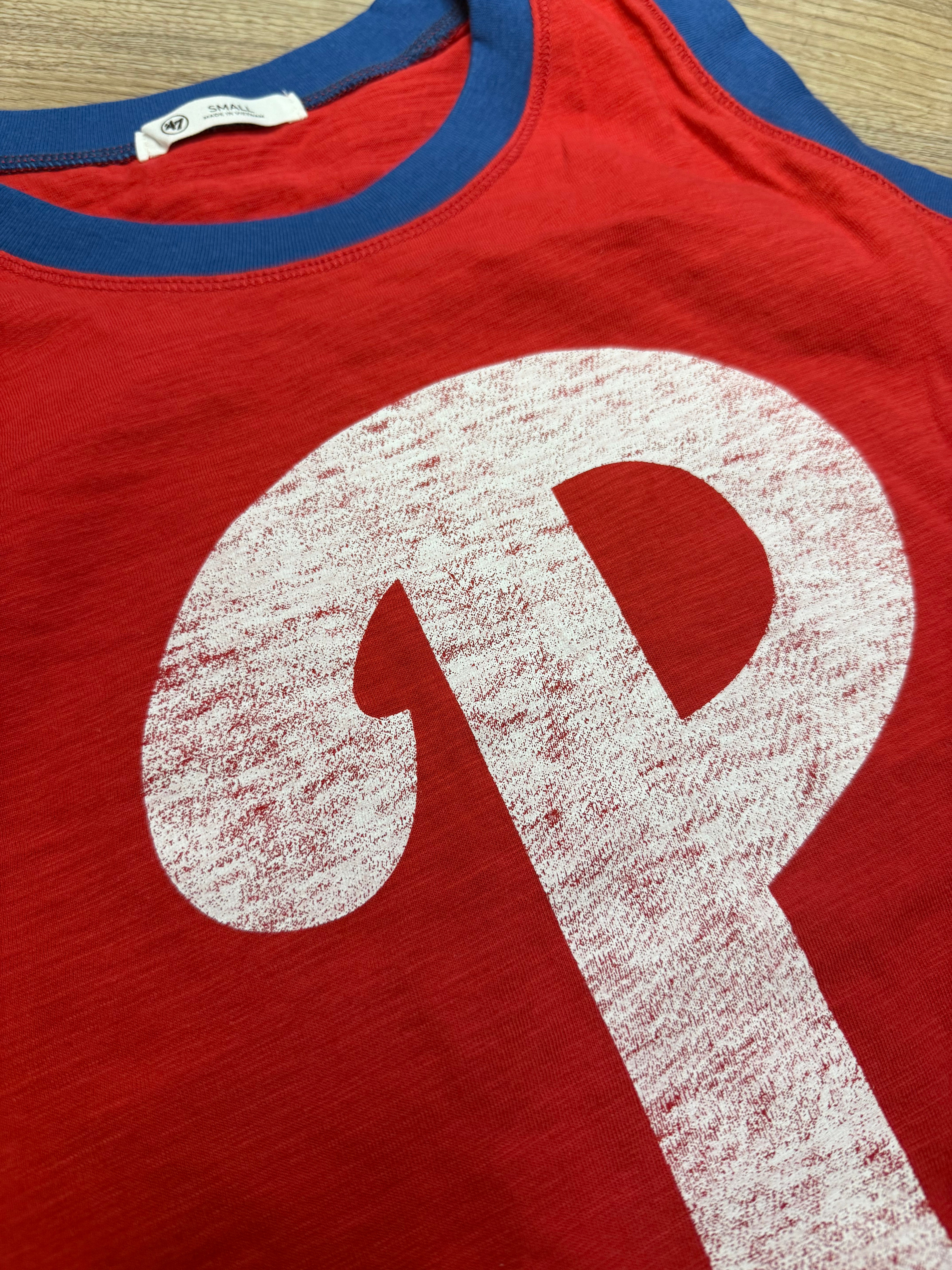 Ladies Phillies Racer Red Premier Ringer Tank Top