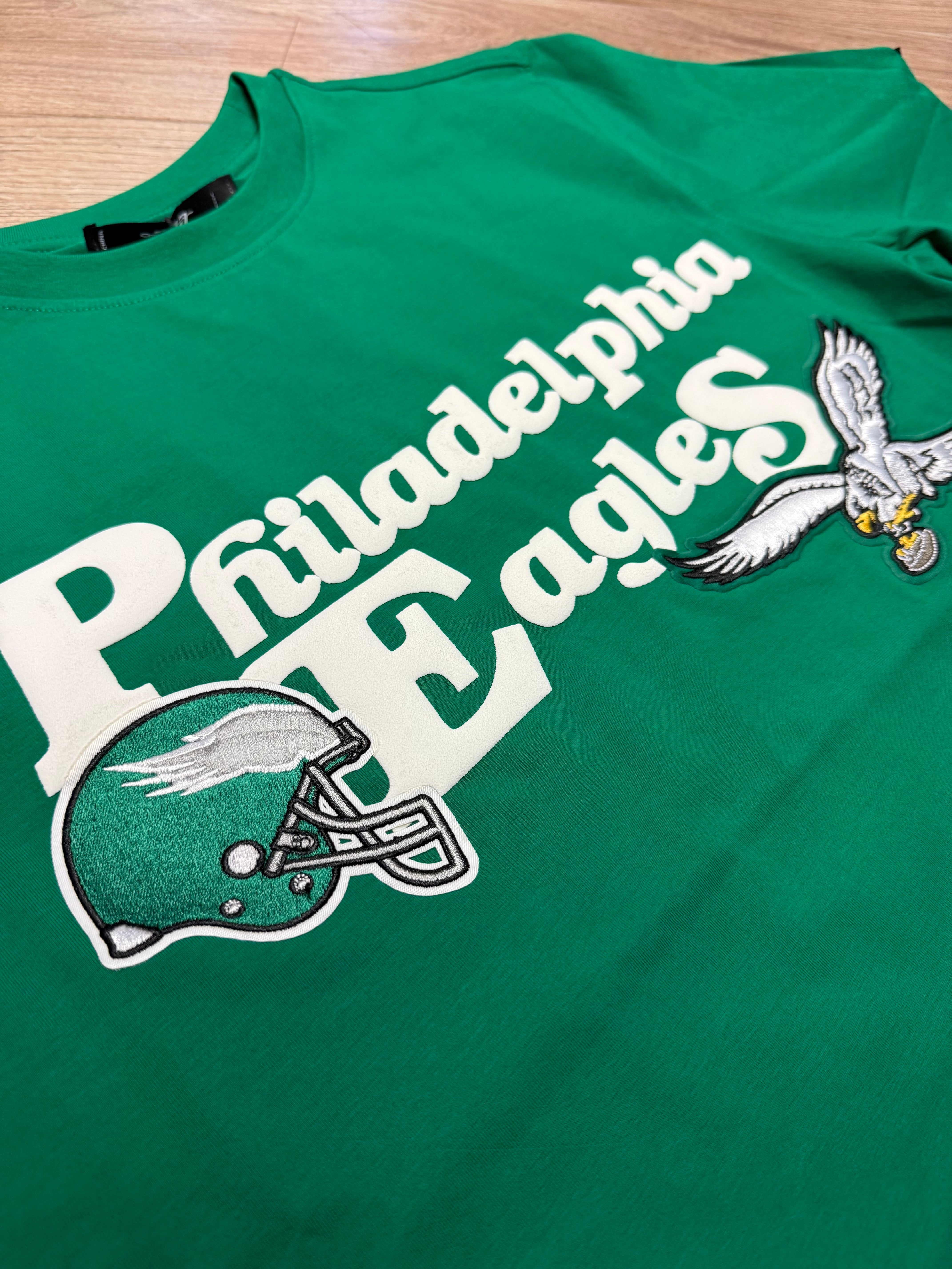 Philadelphia Eagles Throwback Kelly Green Puff Print Tee