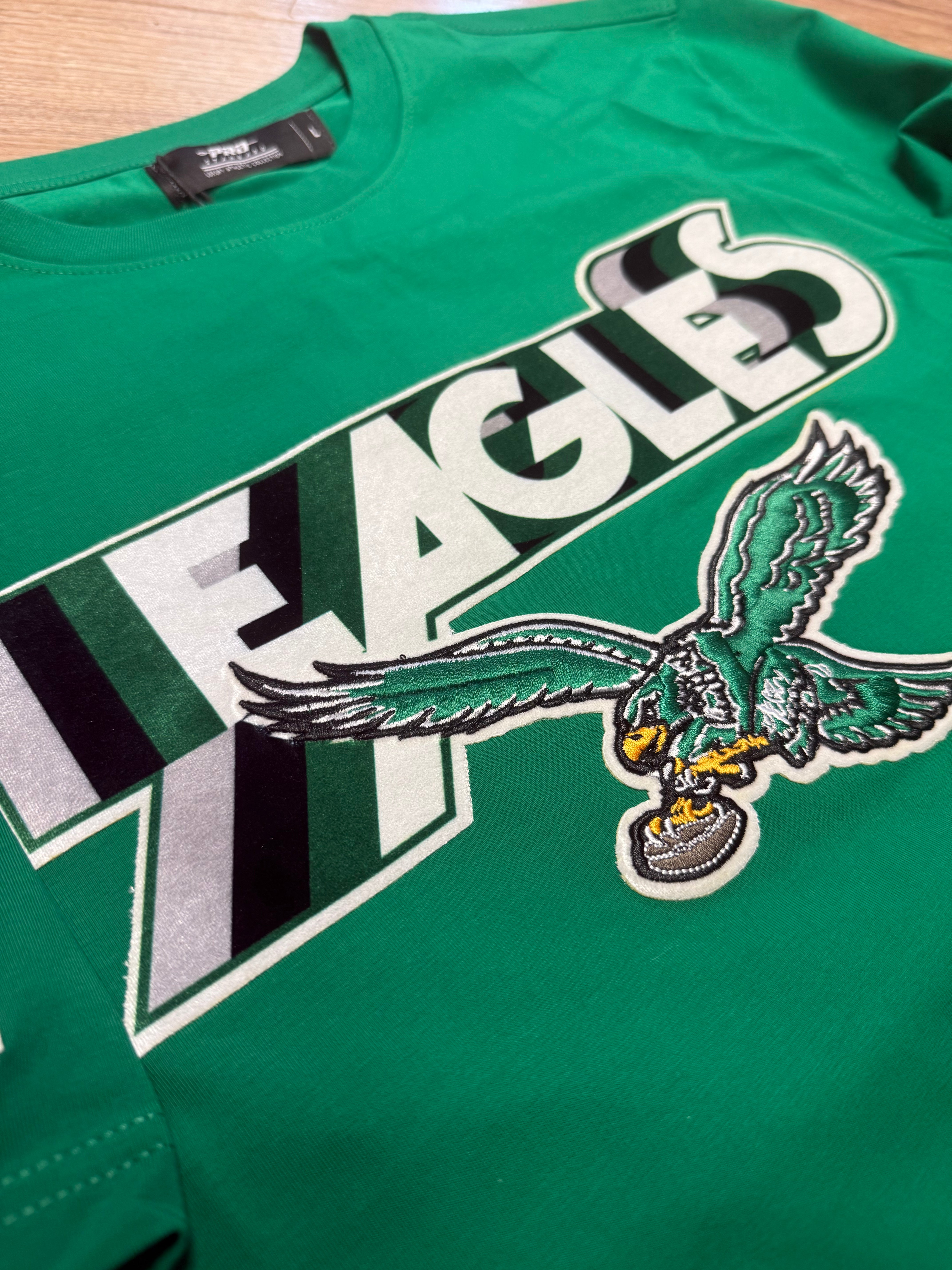 Philadelphia Eagles Throwback Kelly Green Felt Print Tee