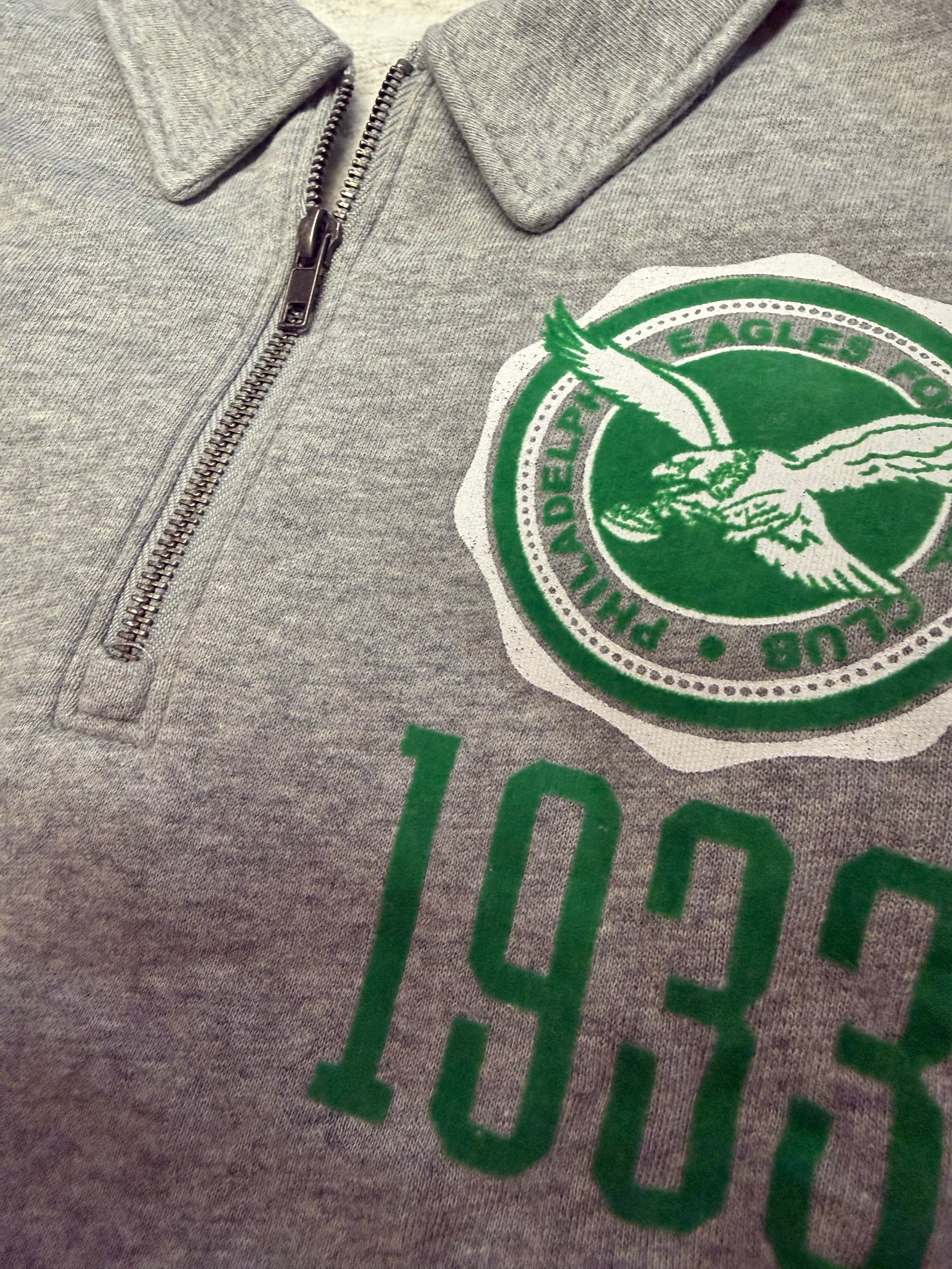 Eagles Throwback Flocked 1/4 Zip Fleece