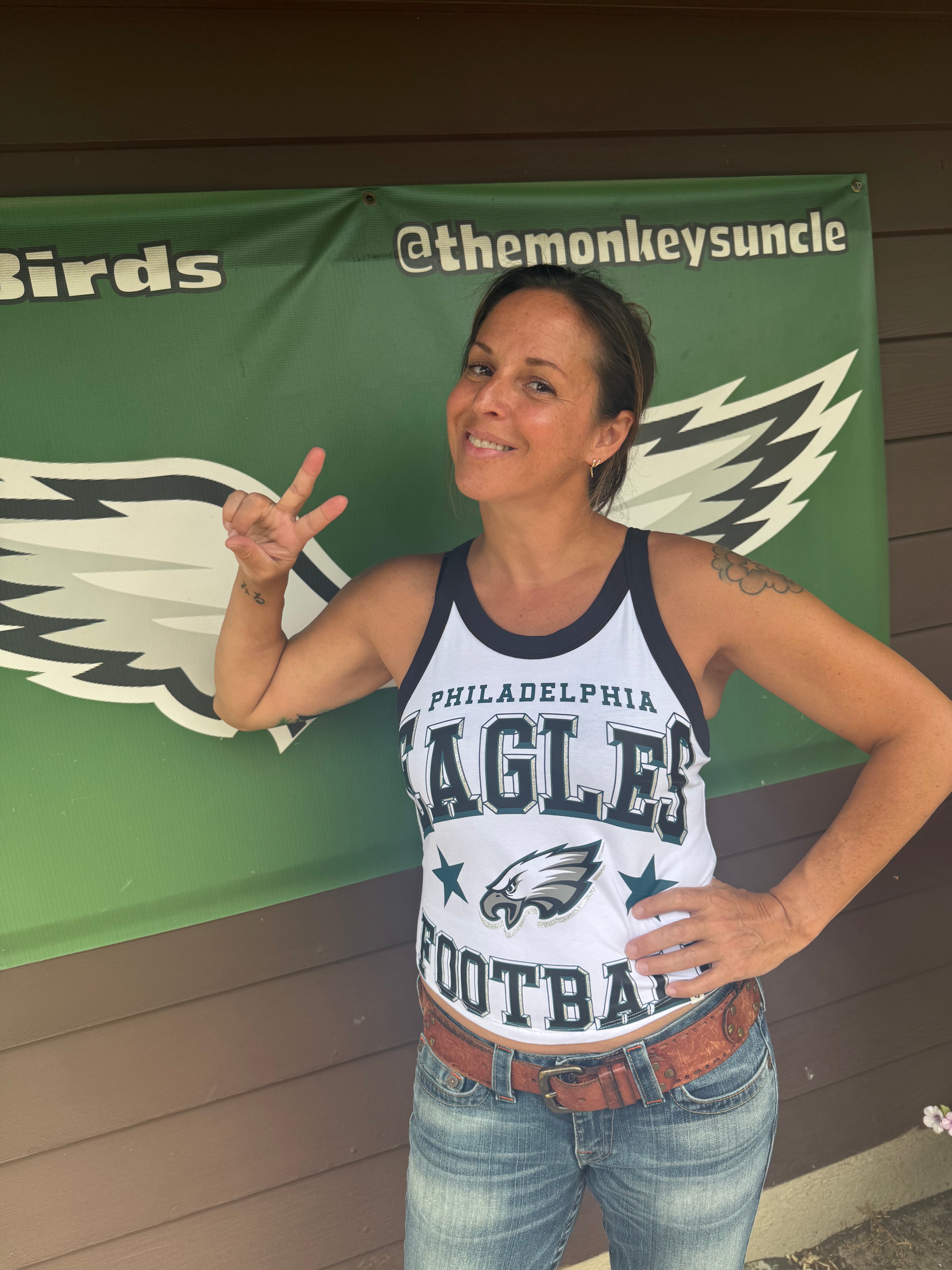 Ladies Eagles White Energize Sport Crop Tank Top