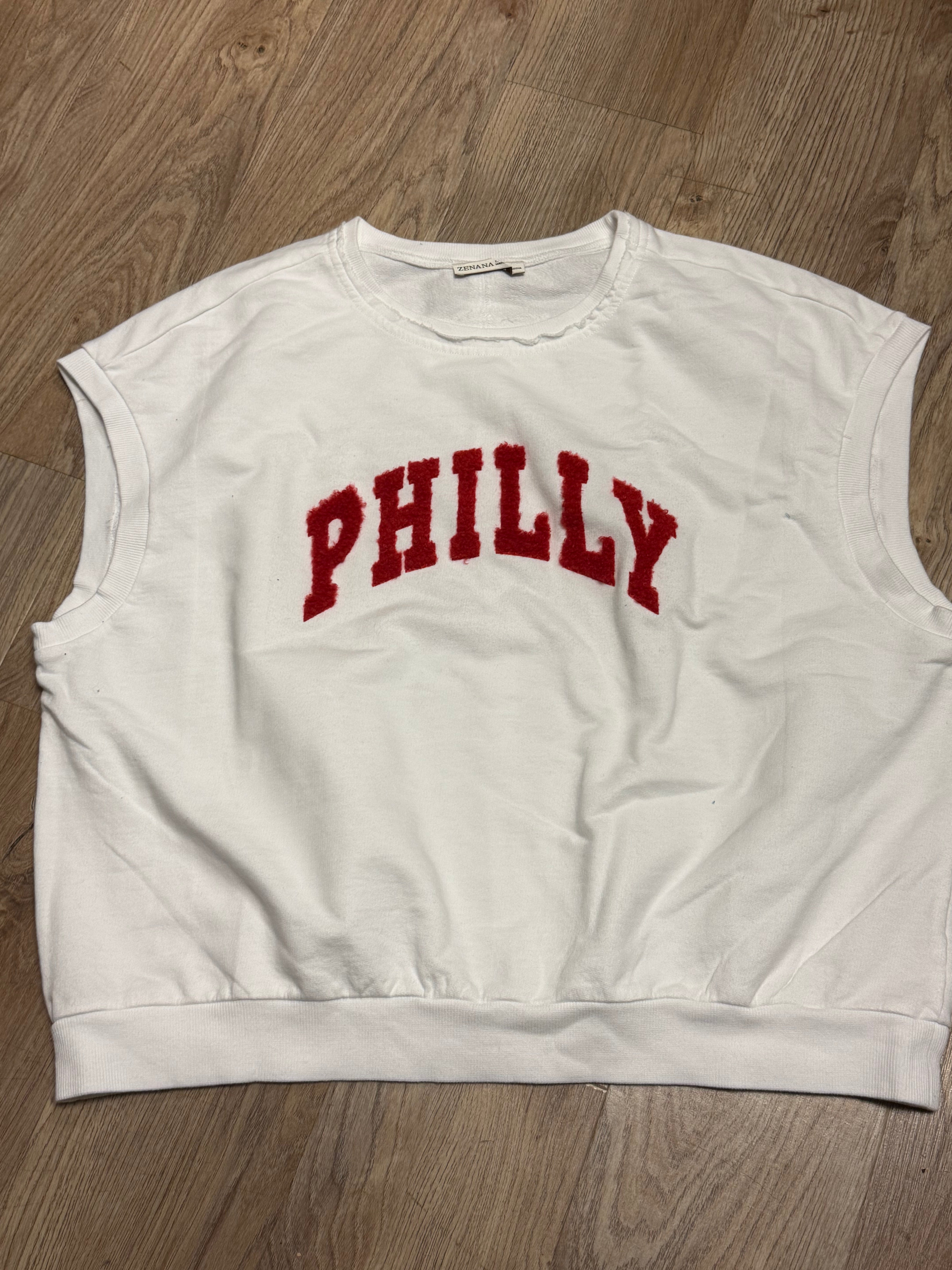 Ladies Philly White Muscle Tee