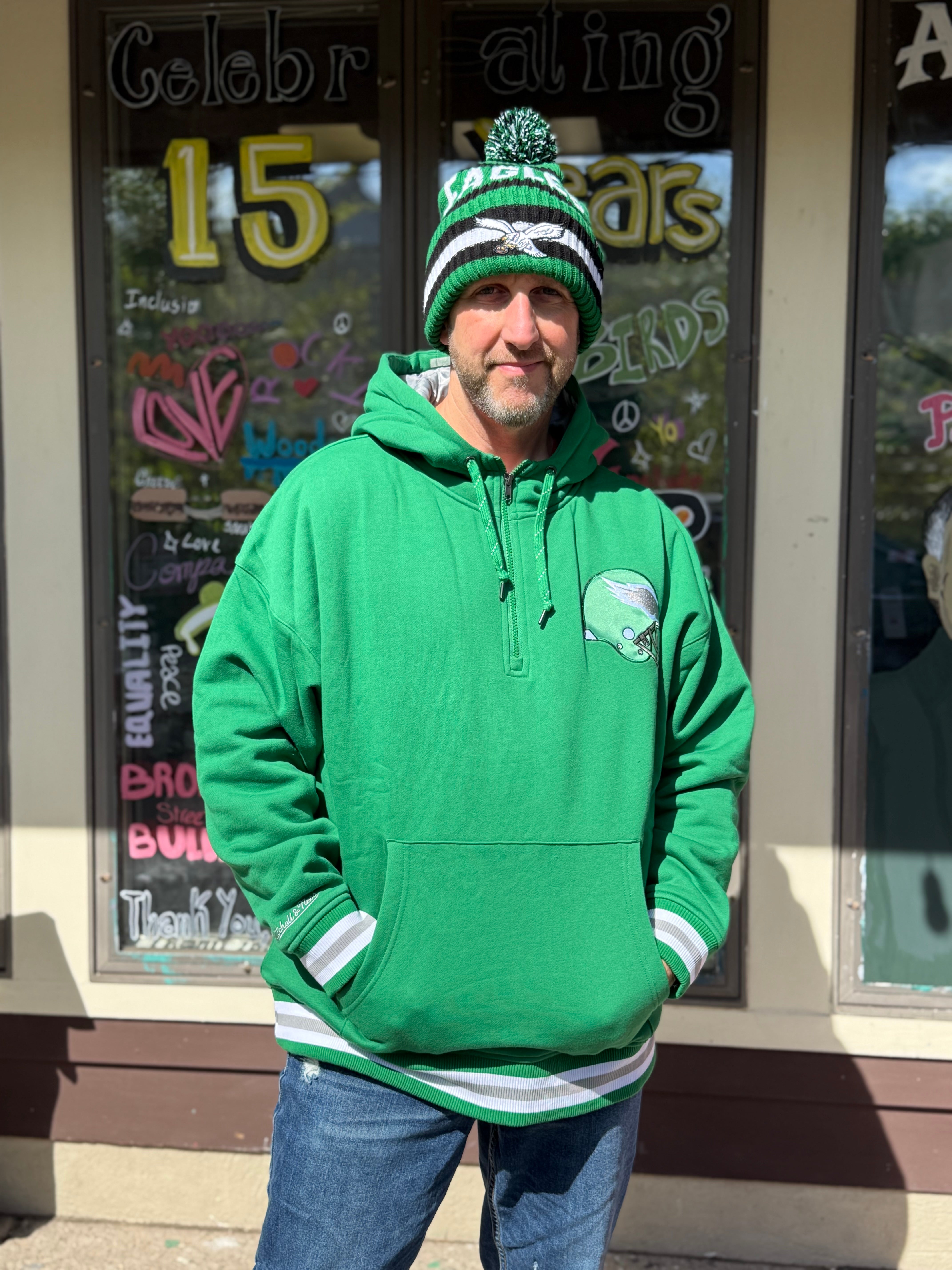 Eagles Throw It Back Quilted Fleece Hoodie