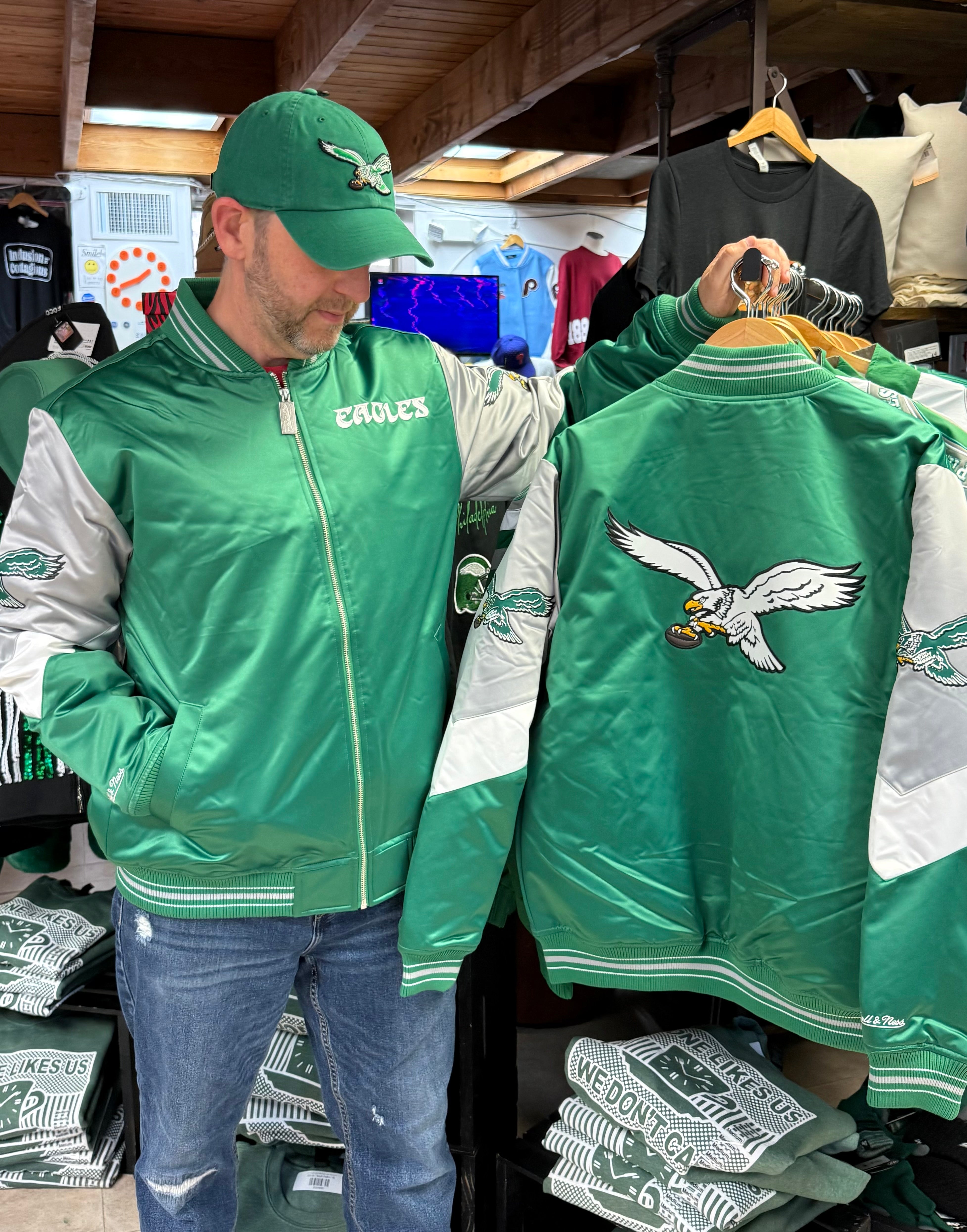 Philadelphia Eagles Throw It Back Heavyweight Satin Jacket