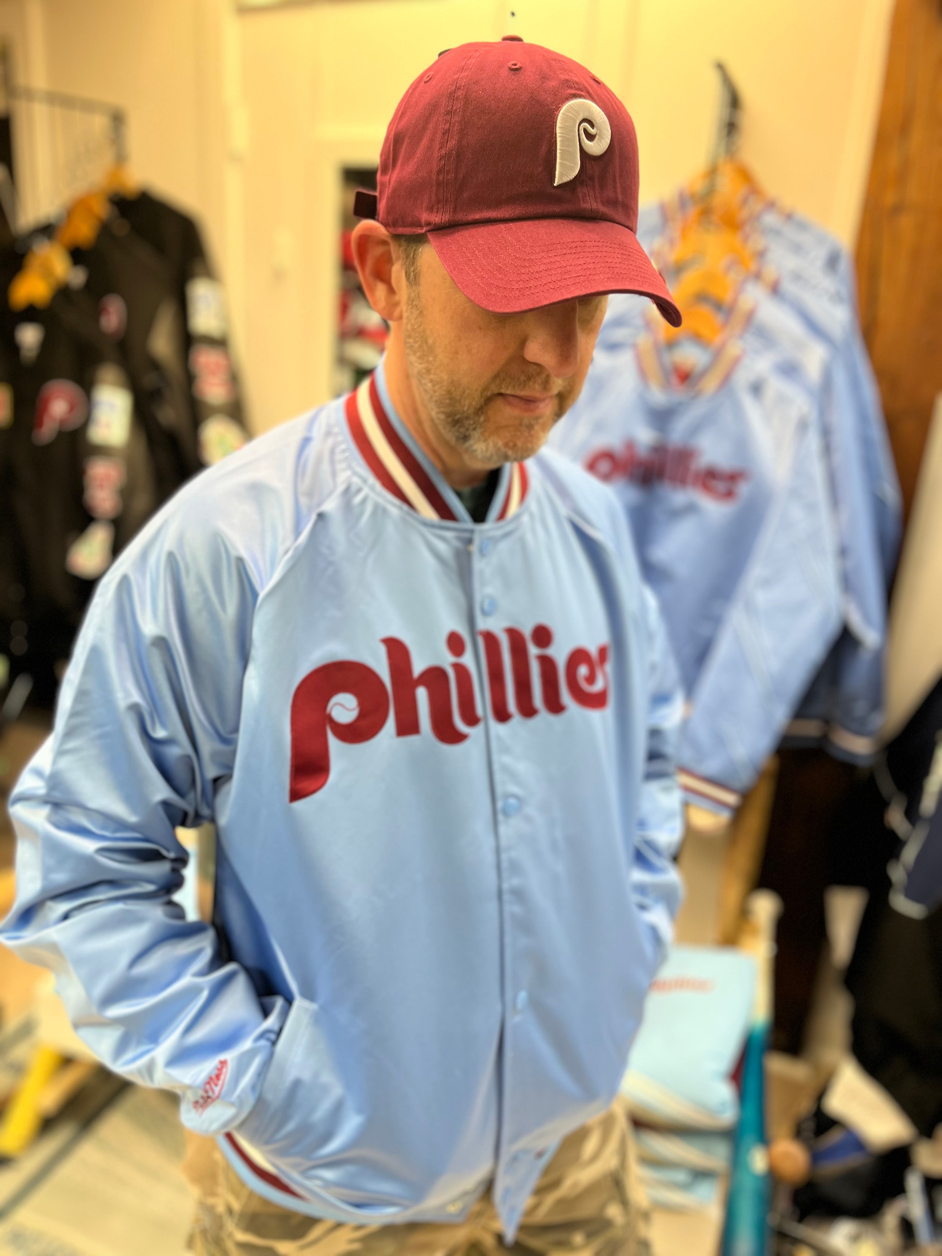 Phillies Throwback Powder Blue Lightweight Satin Jacket – Monkey's