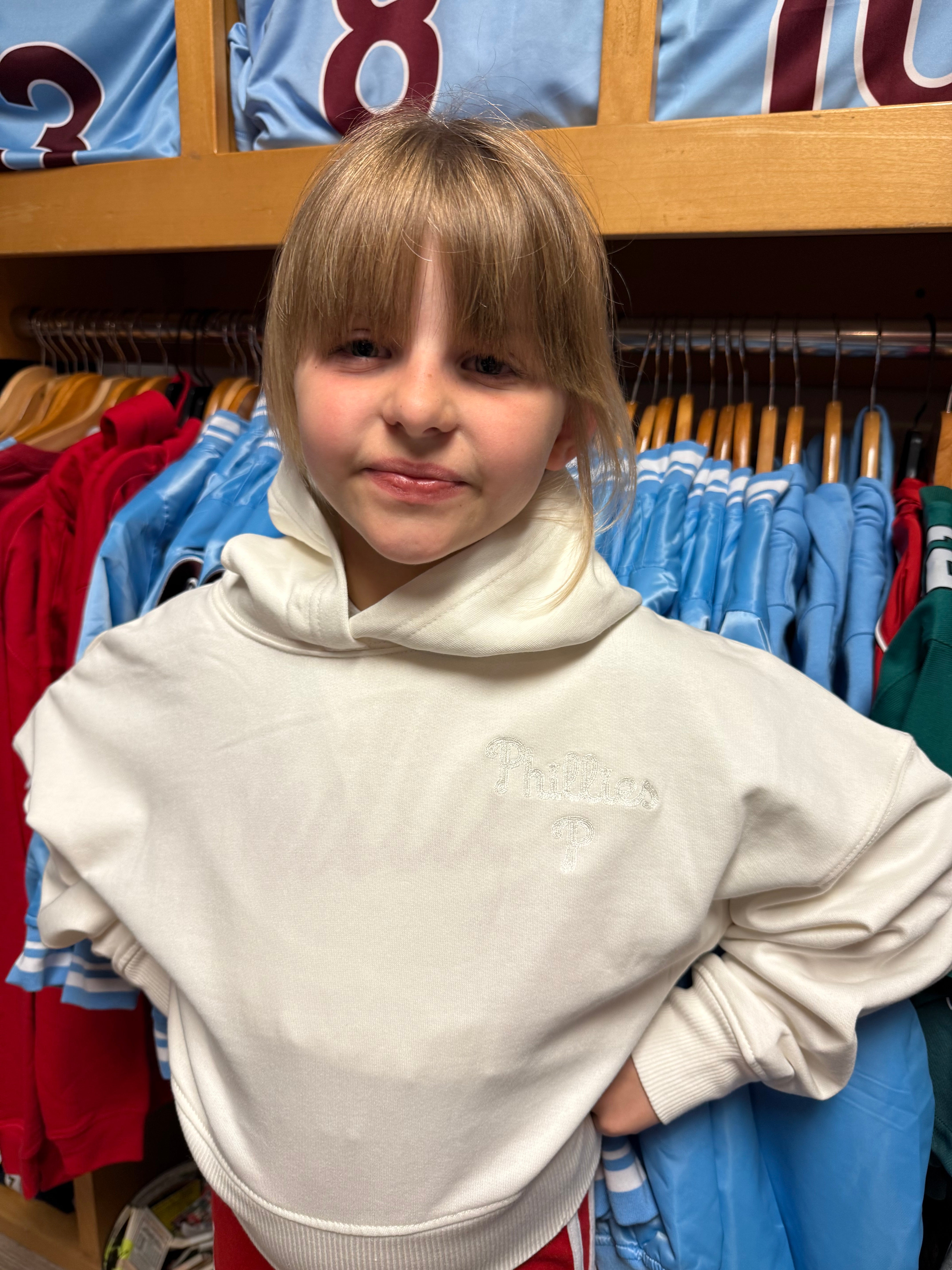 Girls Phillies Header Cream Hoodie