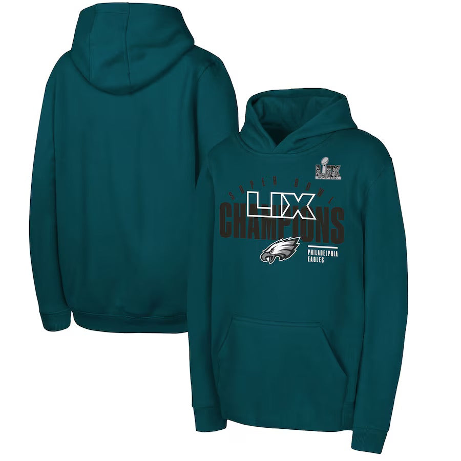Kids Eagles Super Bowl LIX Champs Iconic Victory Hoodie