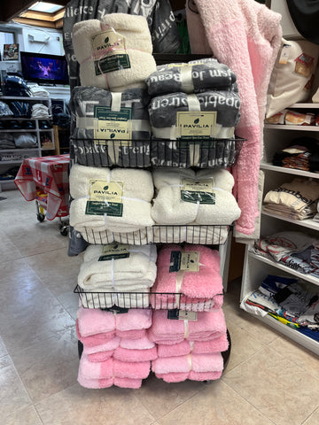 Pink Sherpa cozy blanket