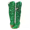 Ladies Eagles Sequins Kelly Green Over the Knee Bling Boots