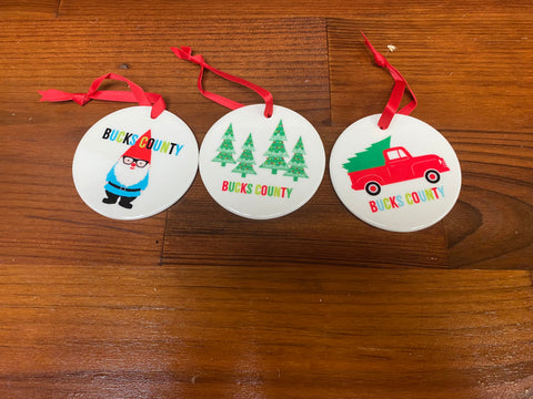 Holiday ceramic bucks county ornaments