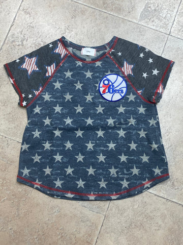 Sixers little girls star patch tee